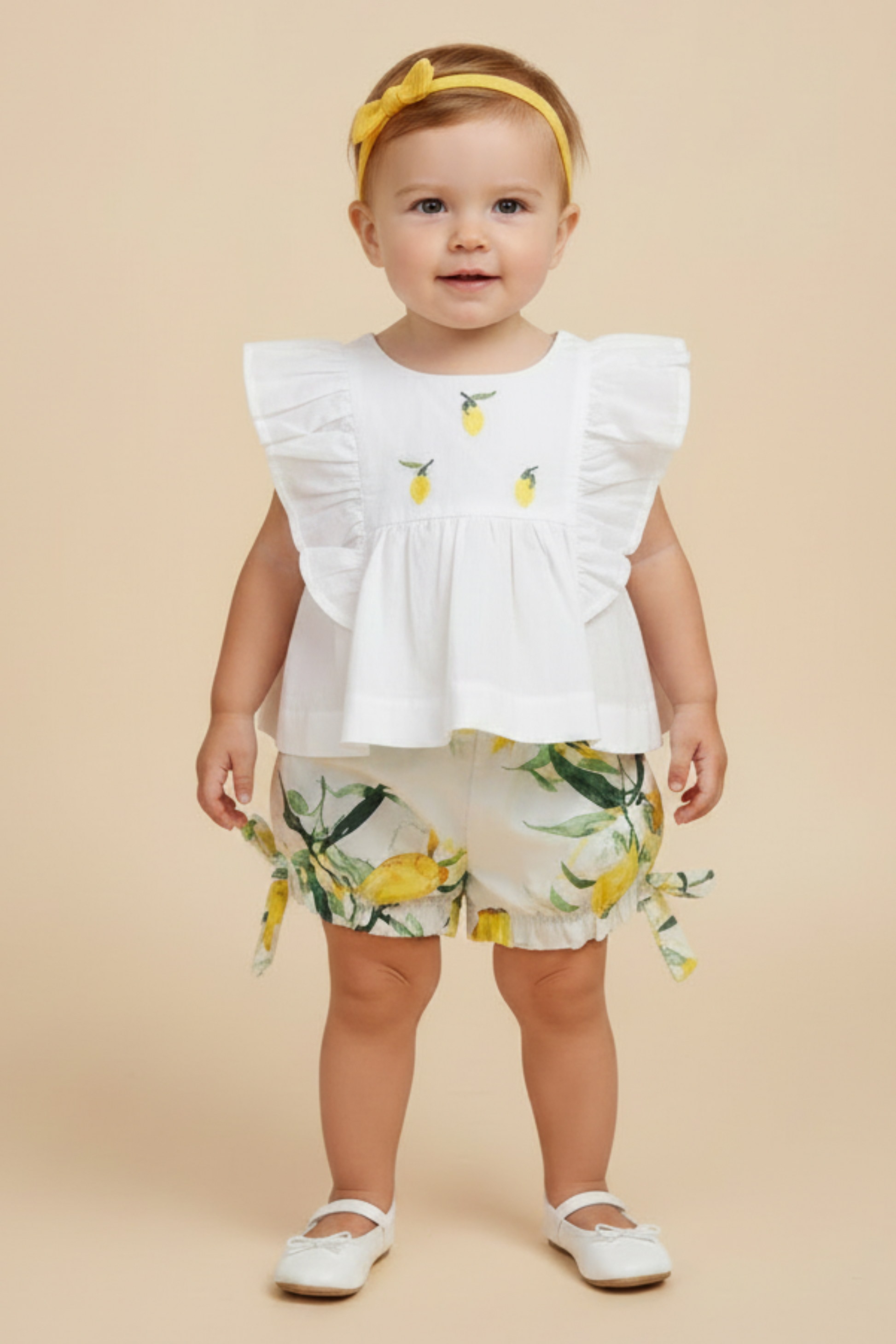 Conjunto Isadora Bata Limões e Shorts Estampado