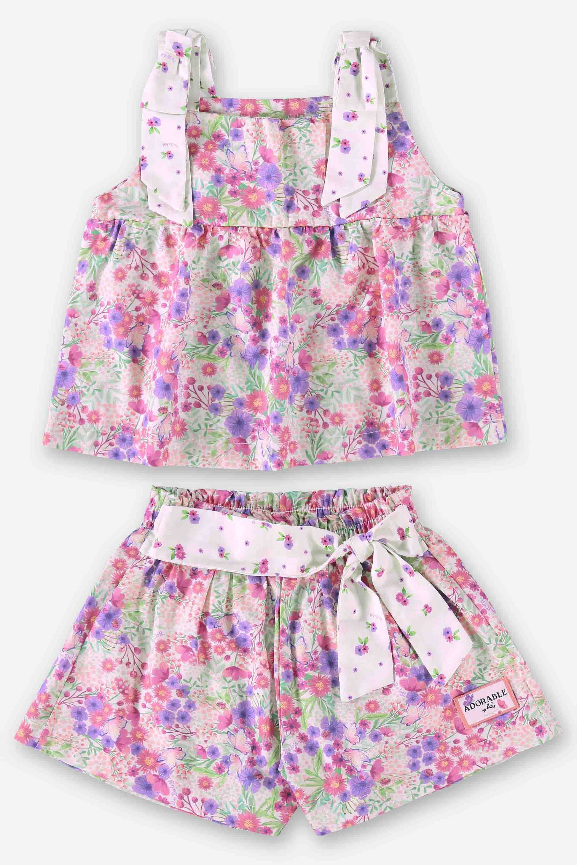 Conjunto Infantil Menina com Blusa e Short em Estampa Floral — foto 2