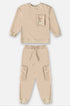 Conjunto Infantil Blusão e Calça Moletom Bege Semolina — foto 1