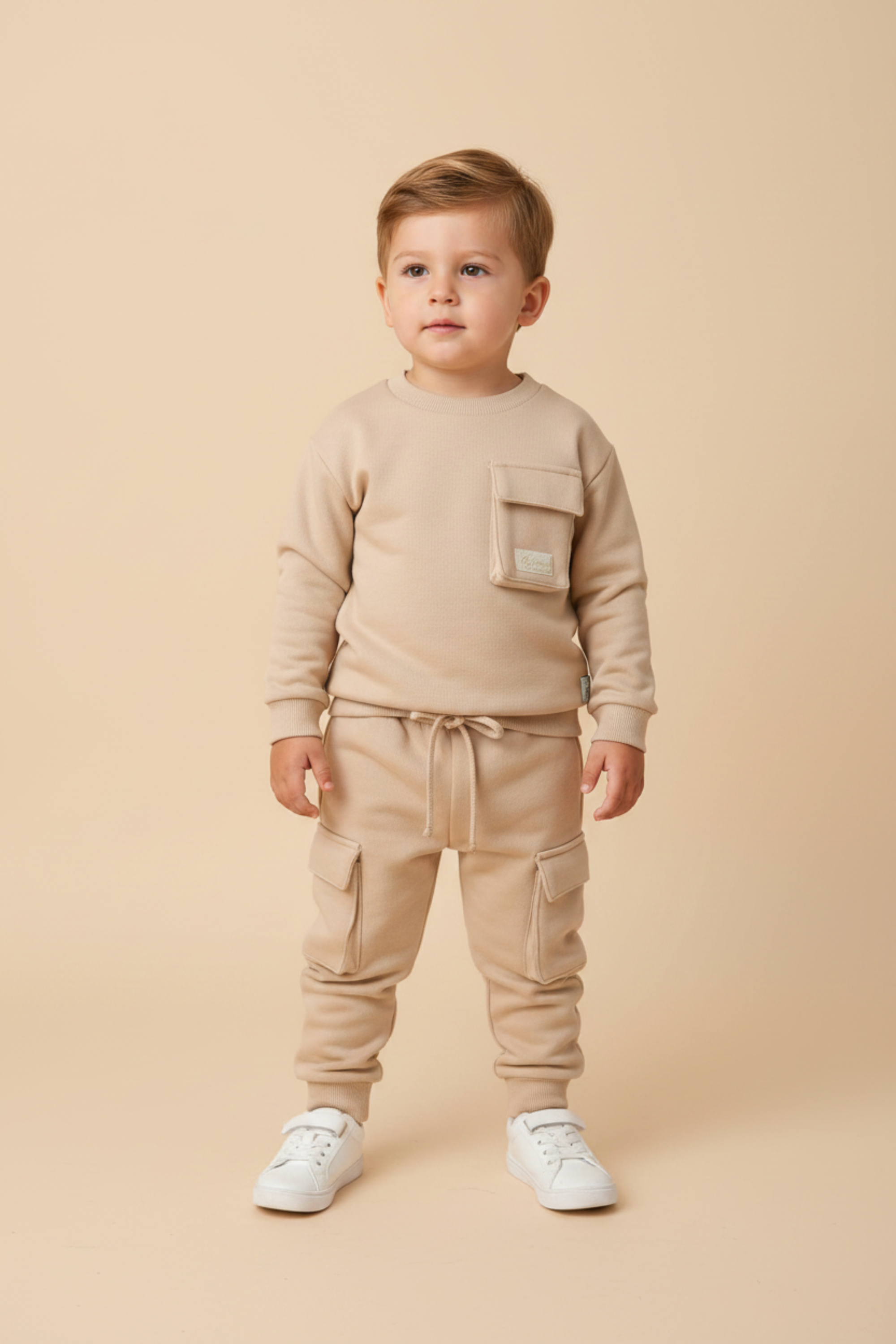 Conjunto Infantil Blusão e Calça Moletom Bege Semolina