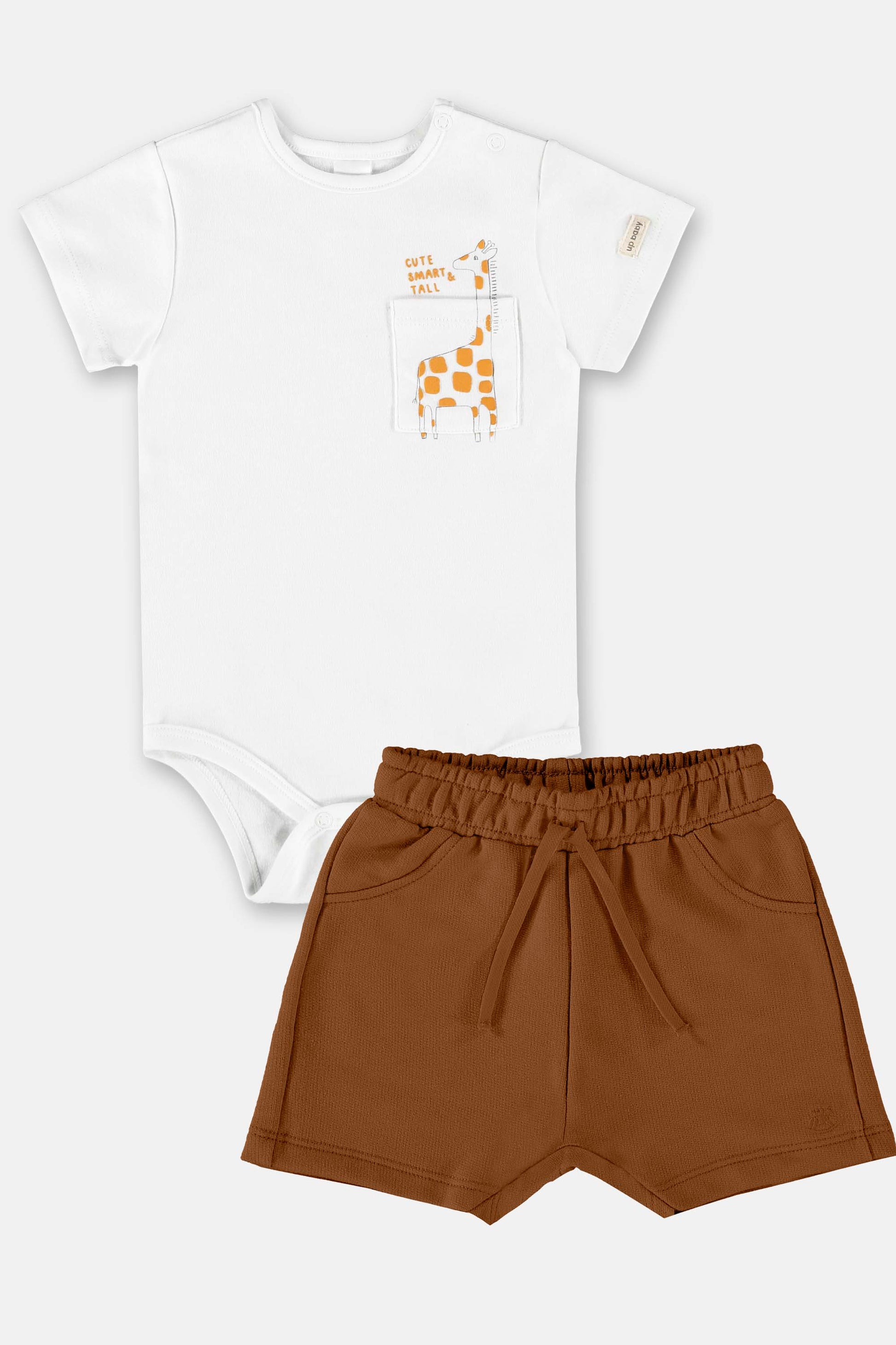 Conjunto Body Girafa e Short em Moletom Marrom — foto 1