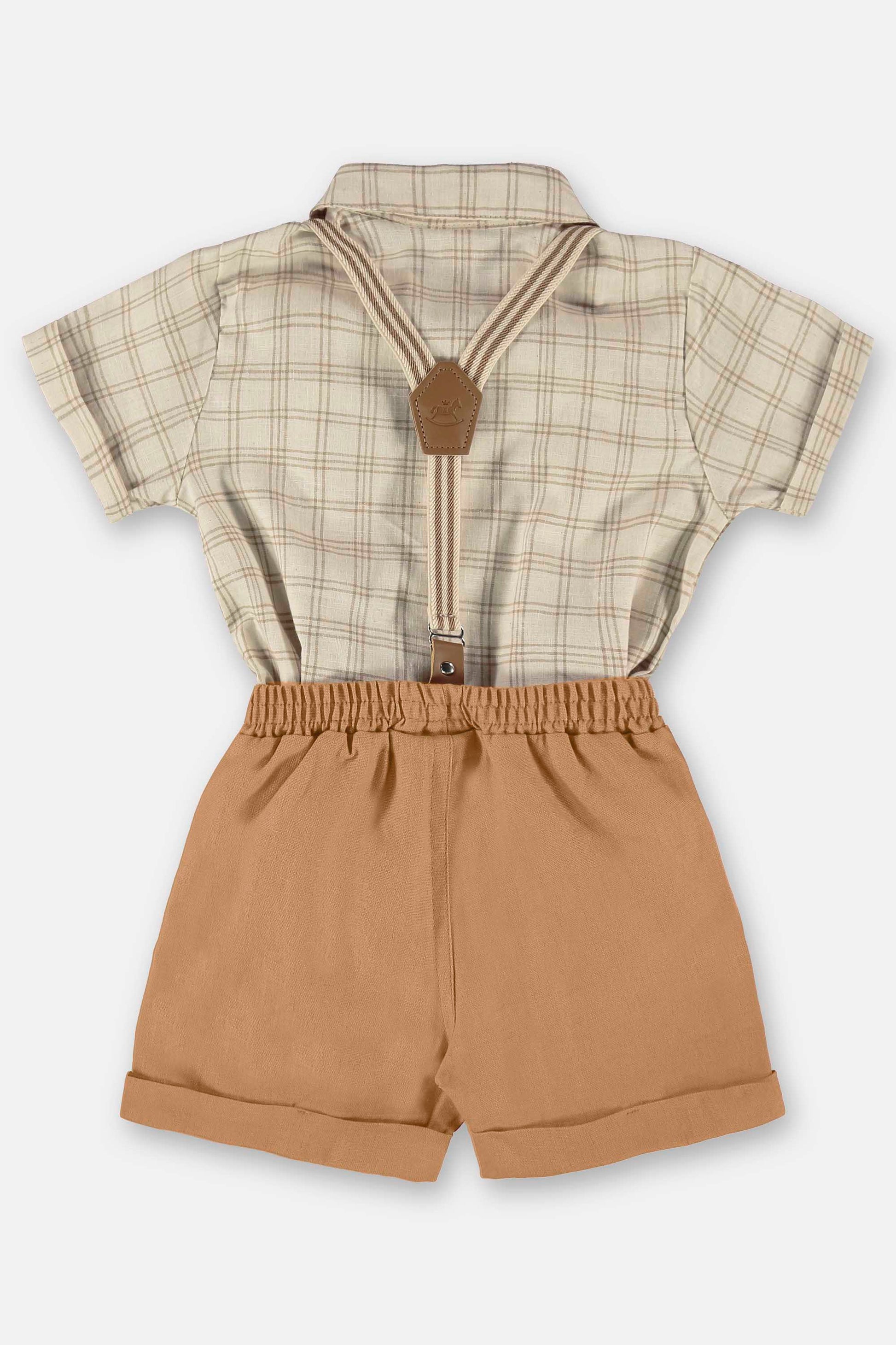 Conjunto Bebê Body Xadrez Bermuda com Suspensórios — foto 3