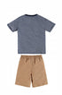 Conjunto Infantil Masculino com Camiseta Blend e Bermuda em Sarja Cáqui — foto 3