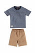 Conjunto Infantil Masculino com Camiseta Blend e Bermuda em Sarja Cáqui — foto 2