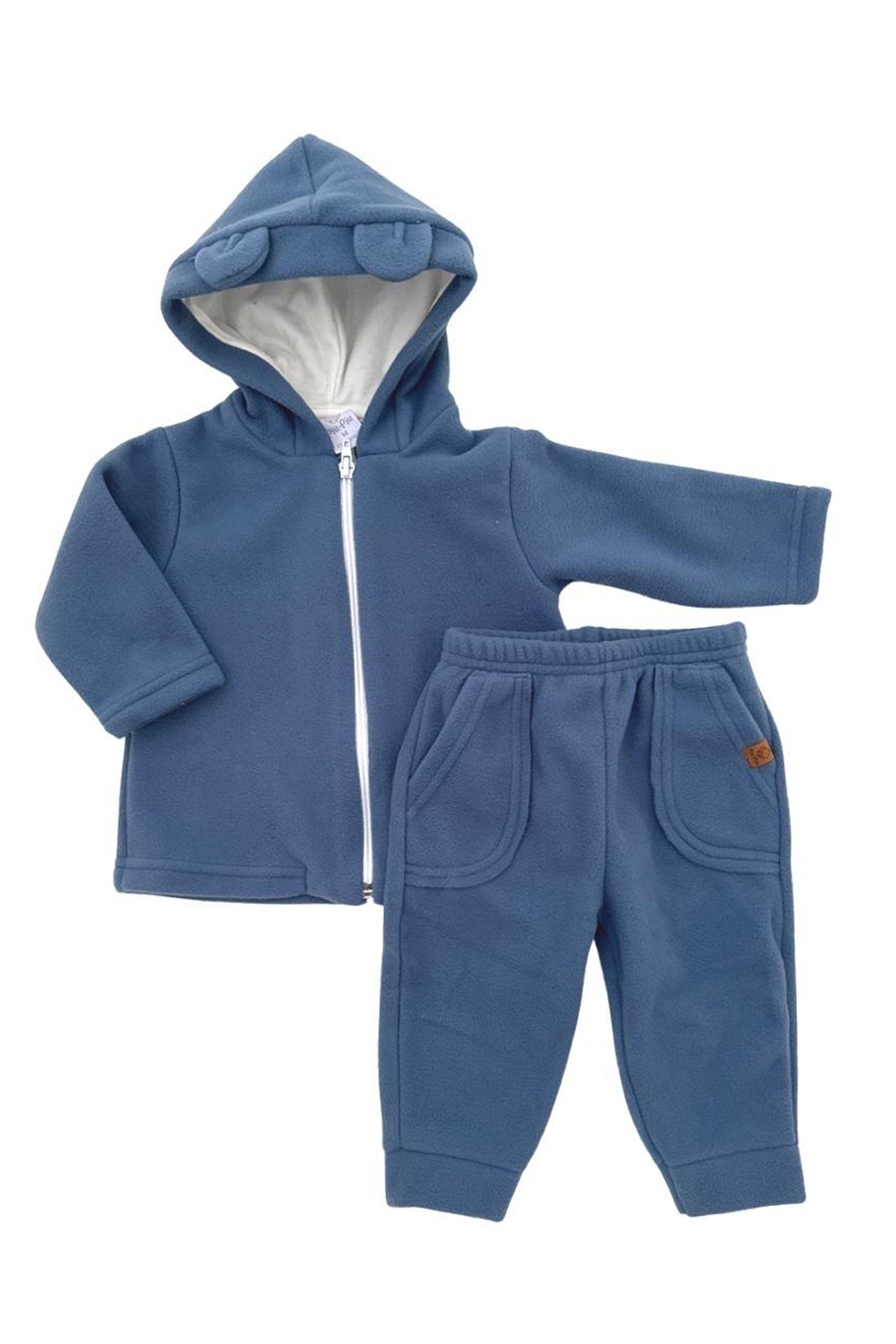 Conjunto Bebê Menino Soft Casaco e Calça Azul Médio — foto 4