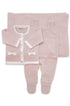 Conjunto Maternidade 3 peças Jardineira Cardigan e Manta Gabbrielle Rosa — foto 2