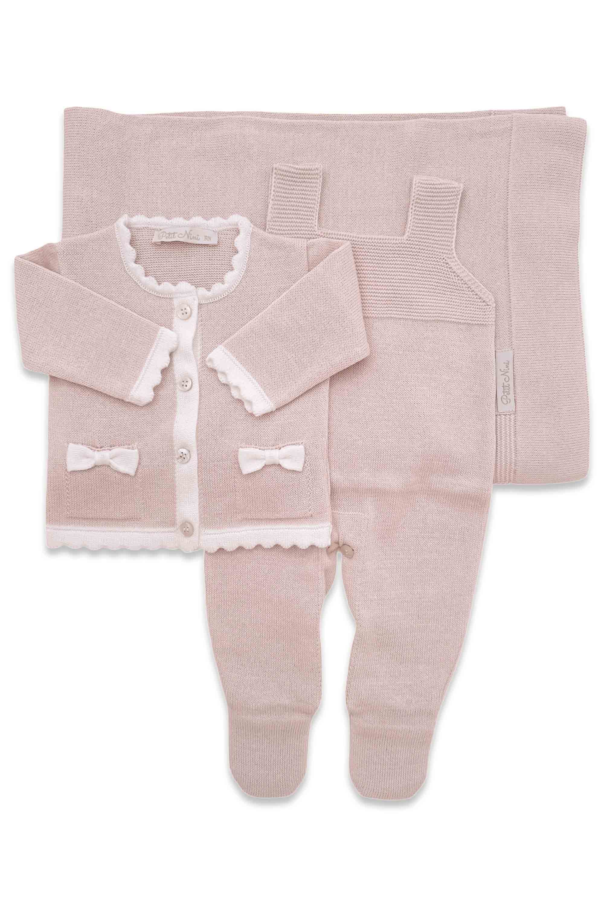 Conjunto Maternidade 3 peças Jardineira Cardigan e Manta Gabbrielle Rosa — foto 2
