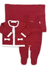 Conjunto de Tricô para Maternidade Jardineira Cardigan e Manta Gabbrielle Vermelho — foto 2
