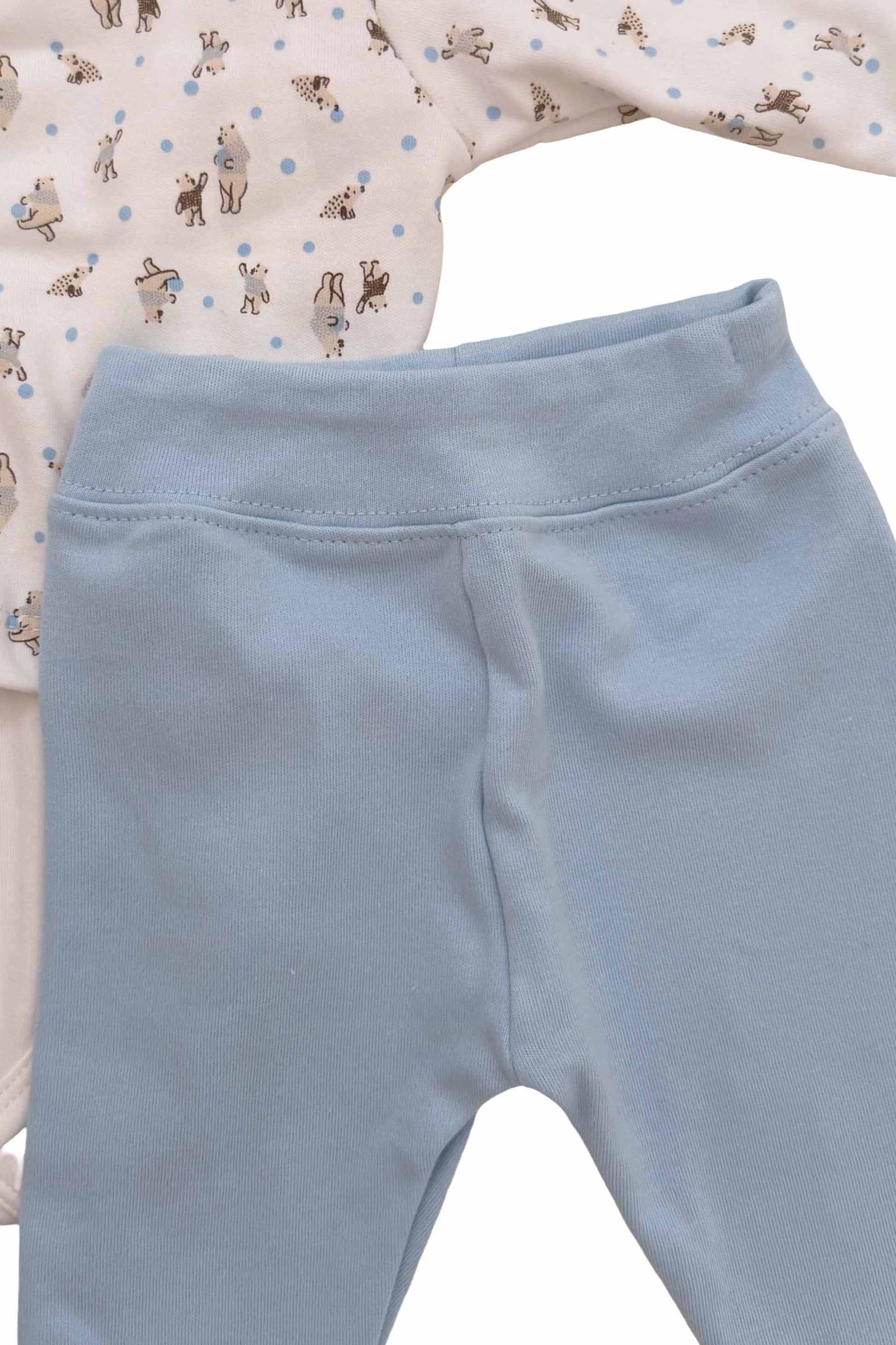 Conjunto em Algodão Egípcio para Bebês Estampa Ursinho Azul