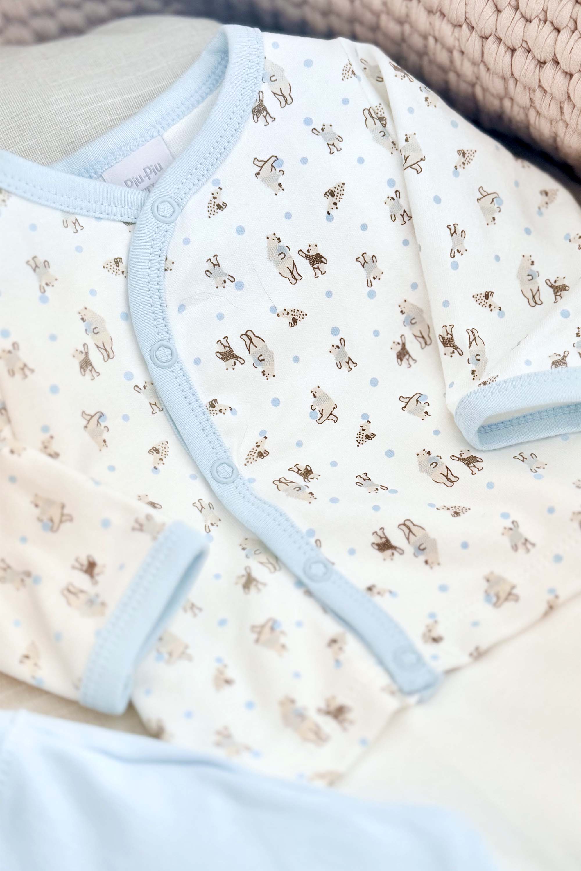 Conjunto em Algodão Egípcio para Bebês Estampa Ursinho Azul — foto 2