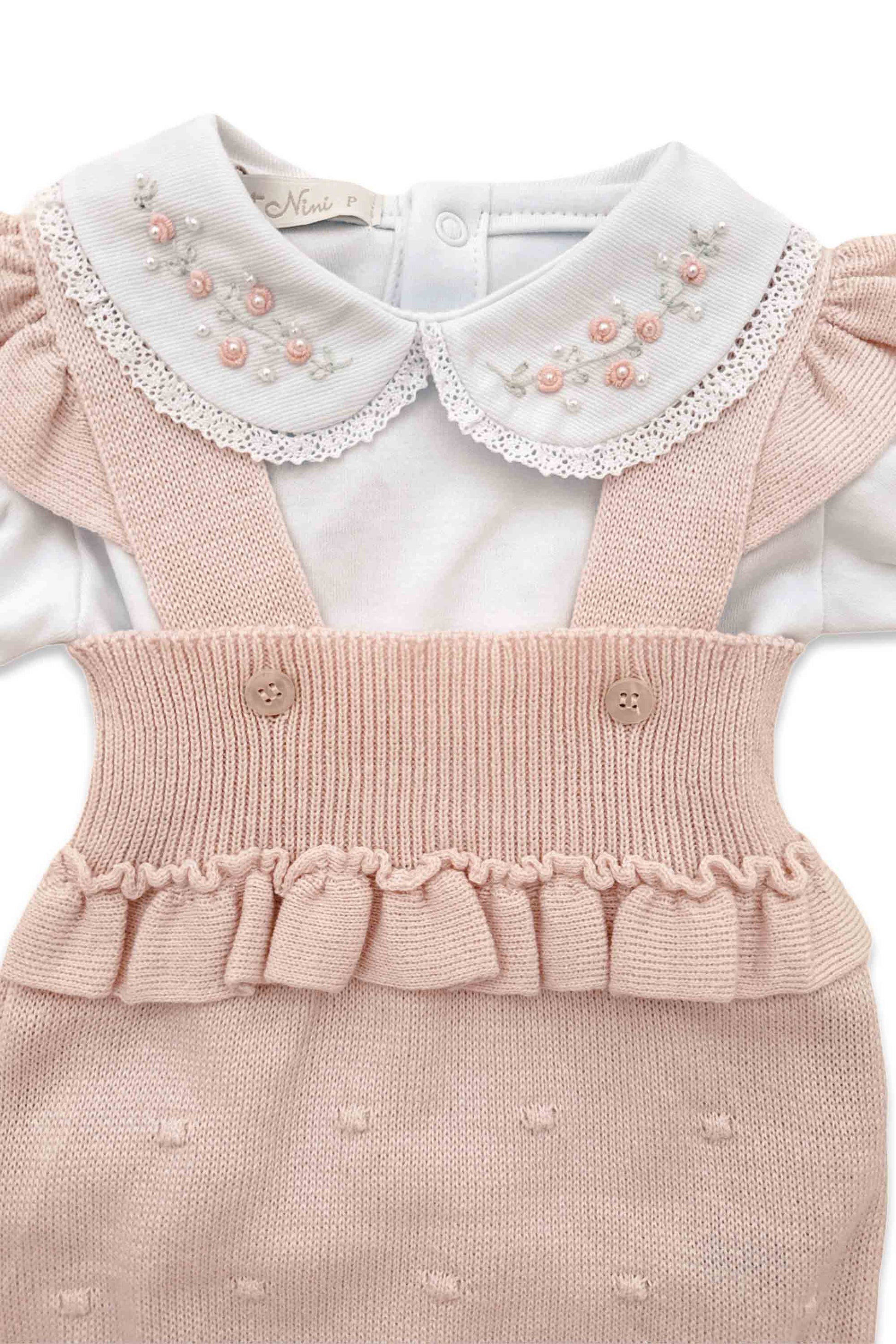 Conjunto Romper em Tricô Rosa e Body Bordado Algodão Pima — foto 2