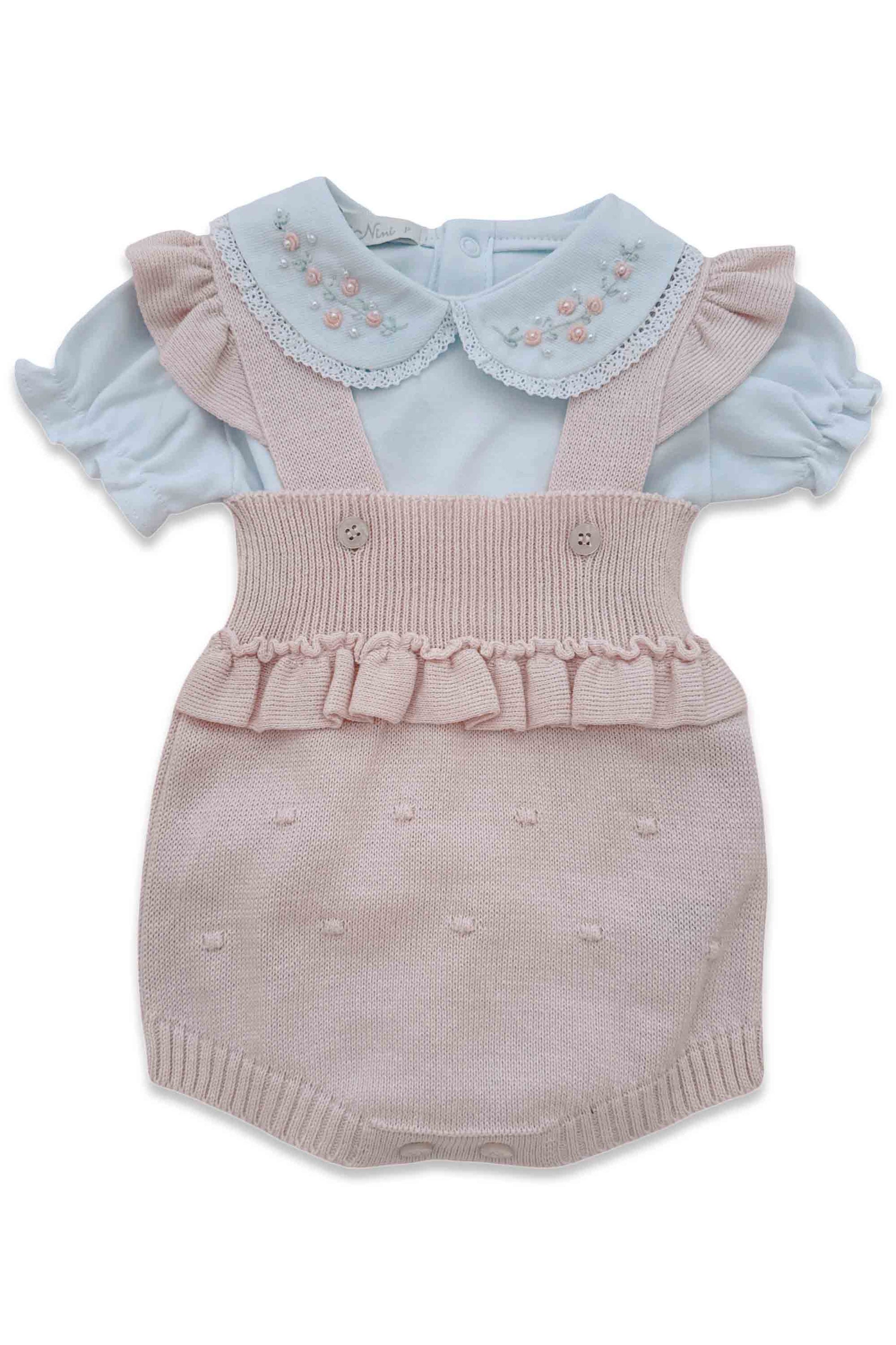 Conjunto Romper em Tricô Rosa e Body Bordado Algodão Pima — foto 1