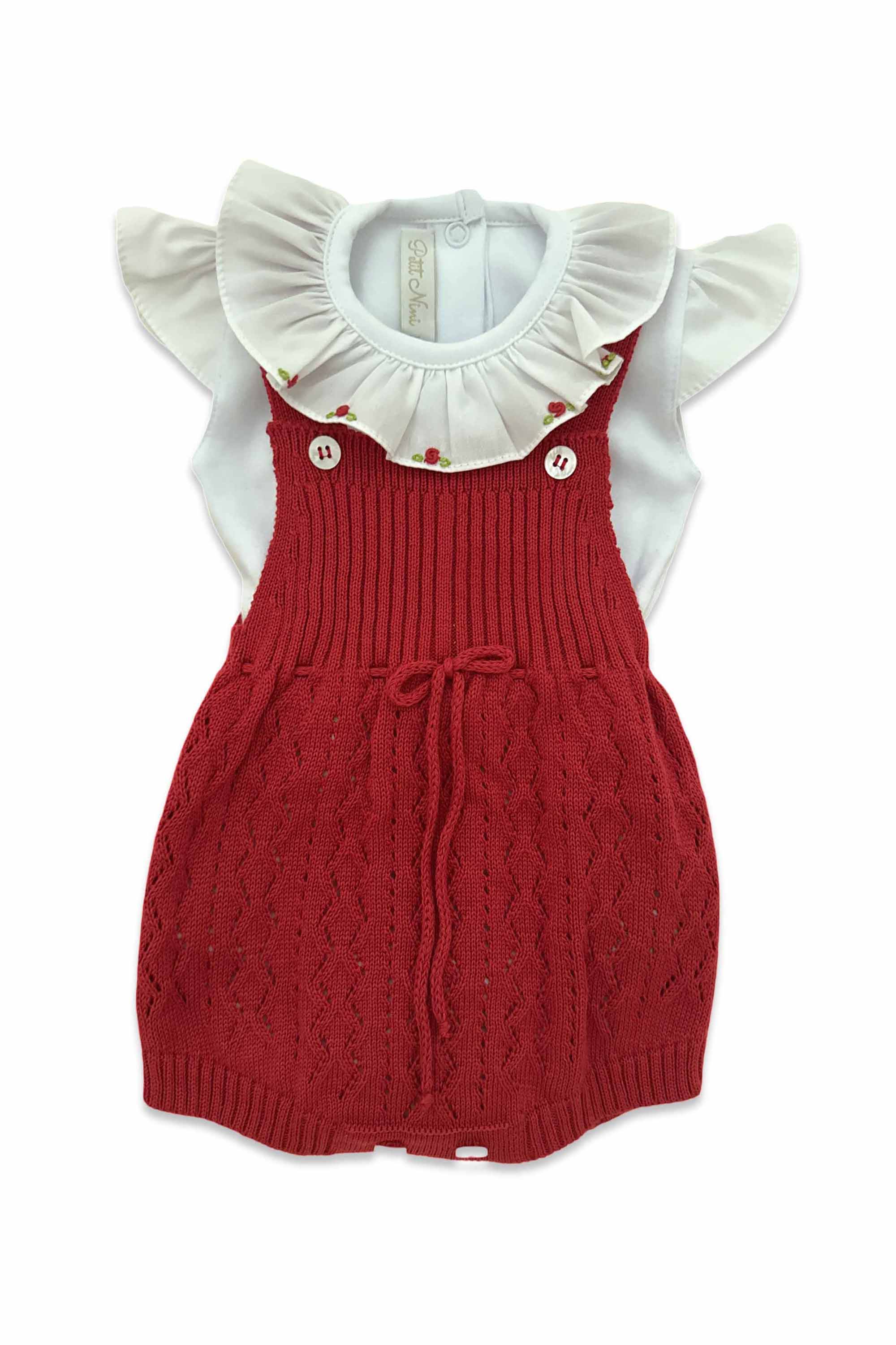Conjunto Romper em Tricô Rendando Vermelho e Body em Suedine — foto 2