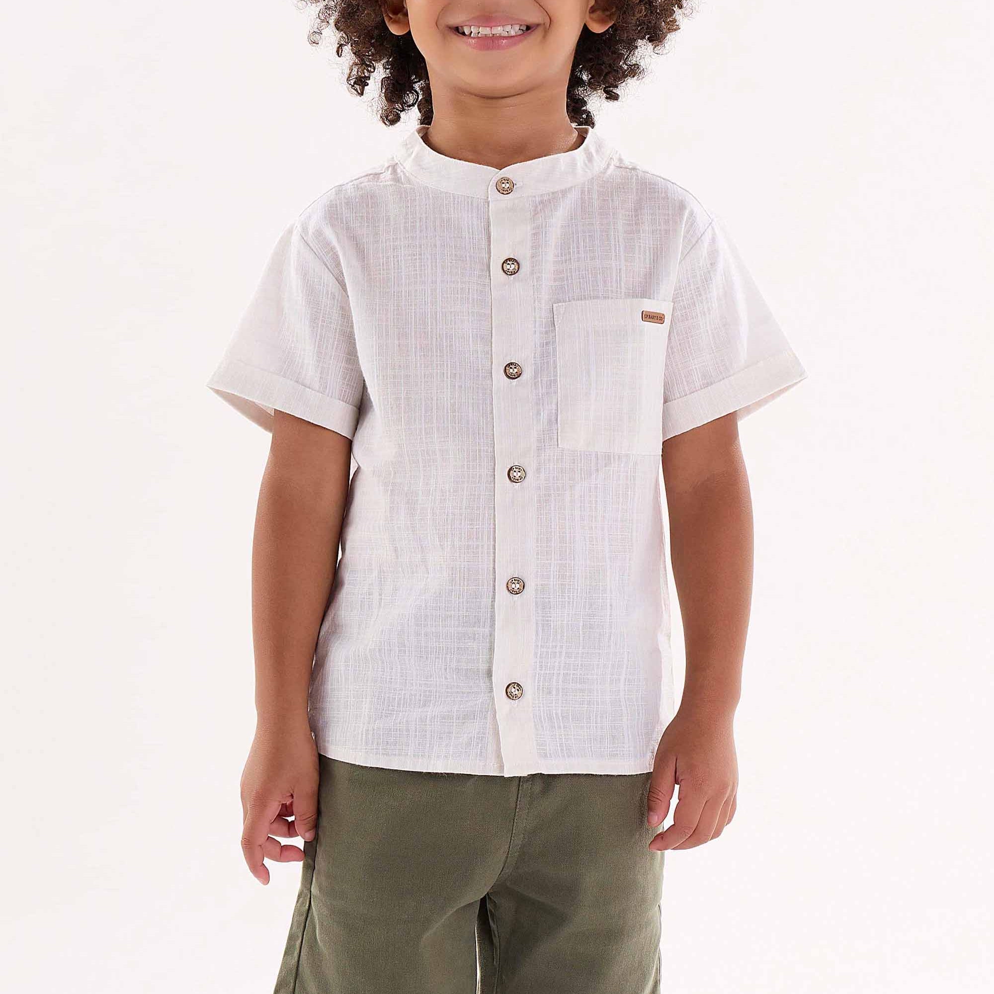 Conjunto Infantil Masculino Camisa Cru e Bermuda Verde Militar — foto 1