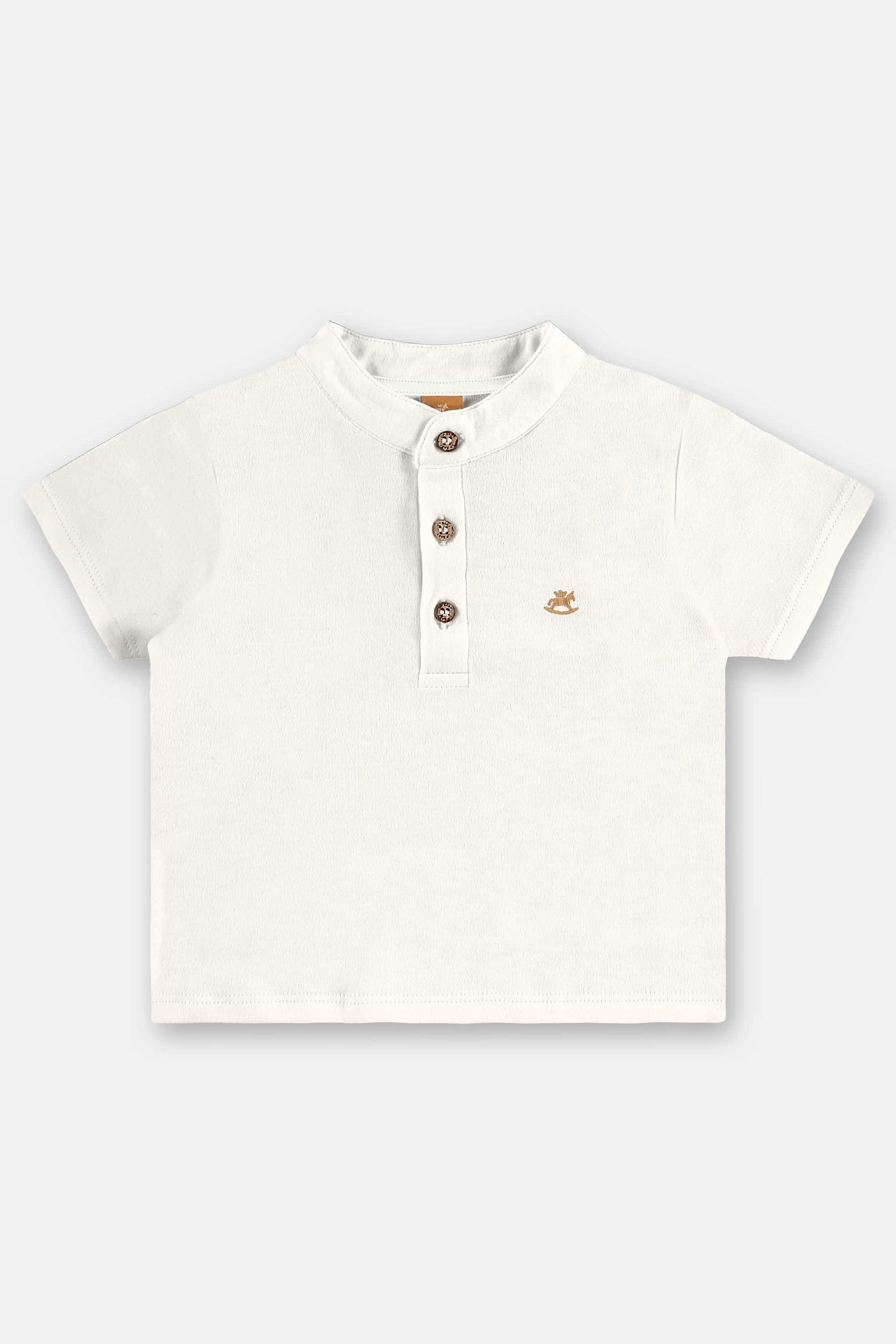 Conjunto Bebê Menino Camiseta Gola Padre Bermuda Jeans — foto 4