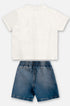 Conjunto Bebê Menino Camiseta Gola Padre Bermuda Jeans — foto 3