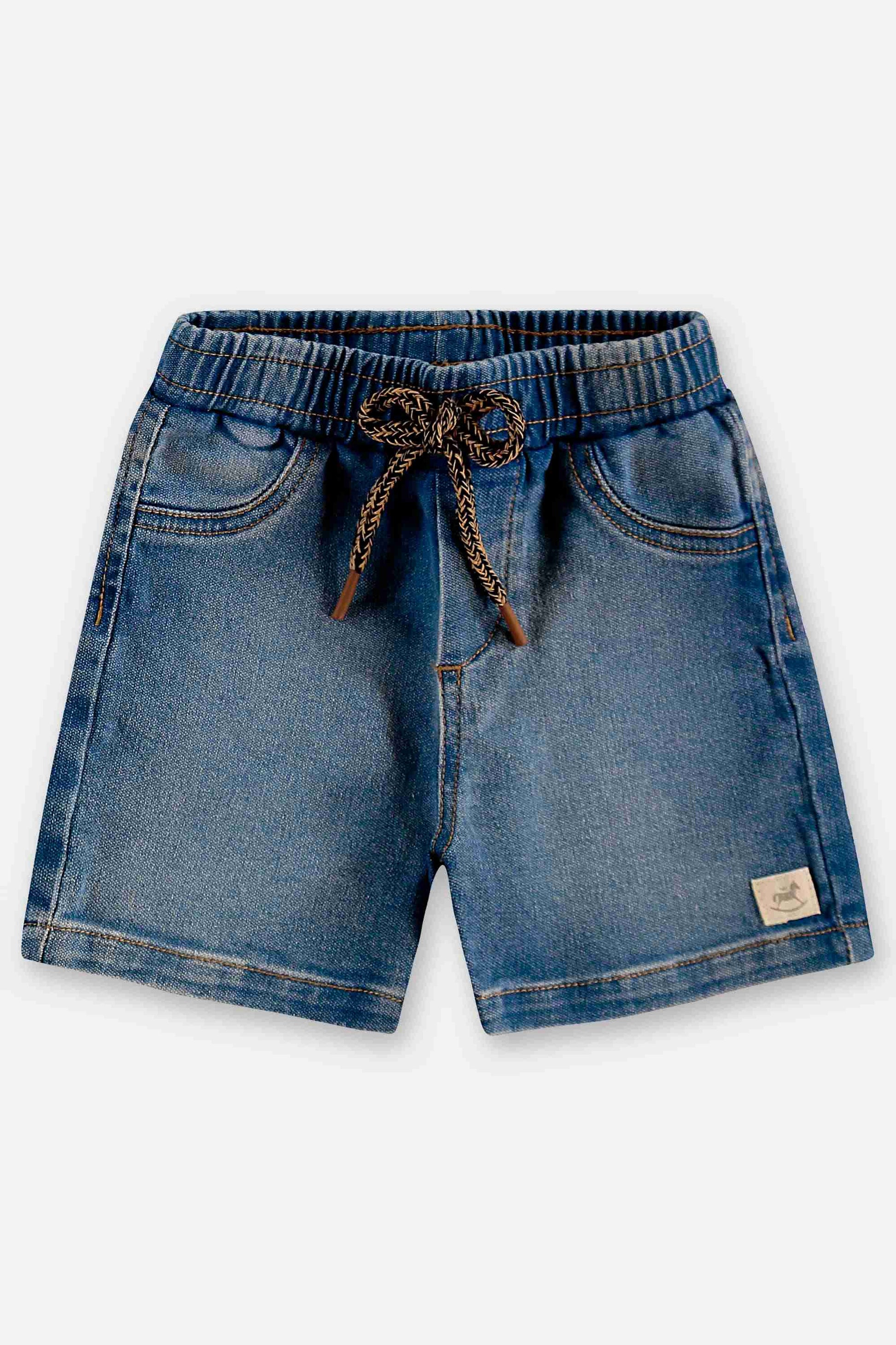 Conjunto Bebê Menino Camiseta Gola Padre Bermuda Jeans — foto 5