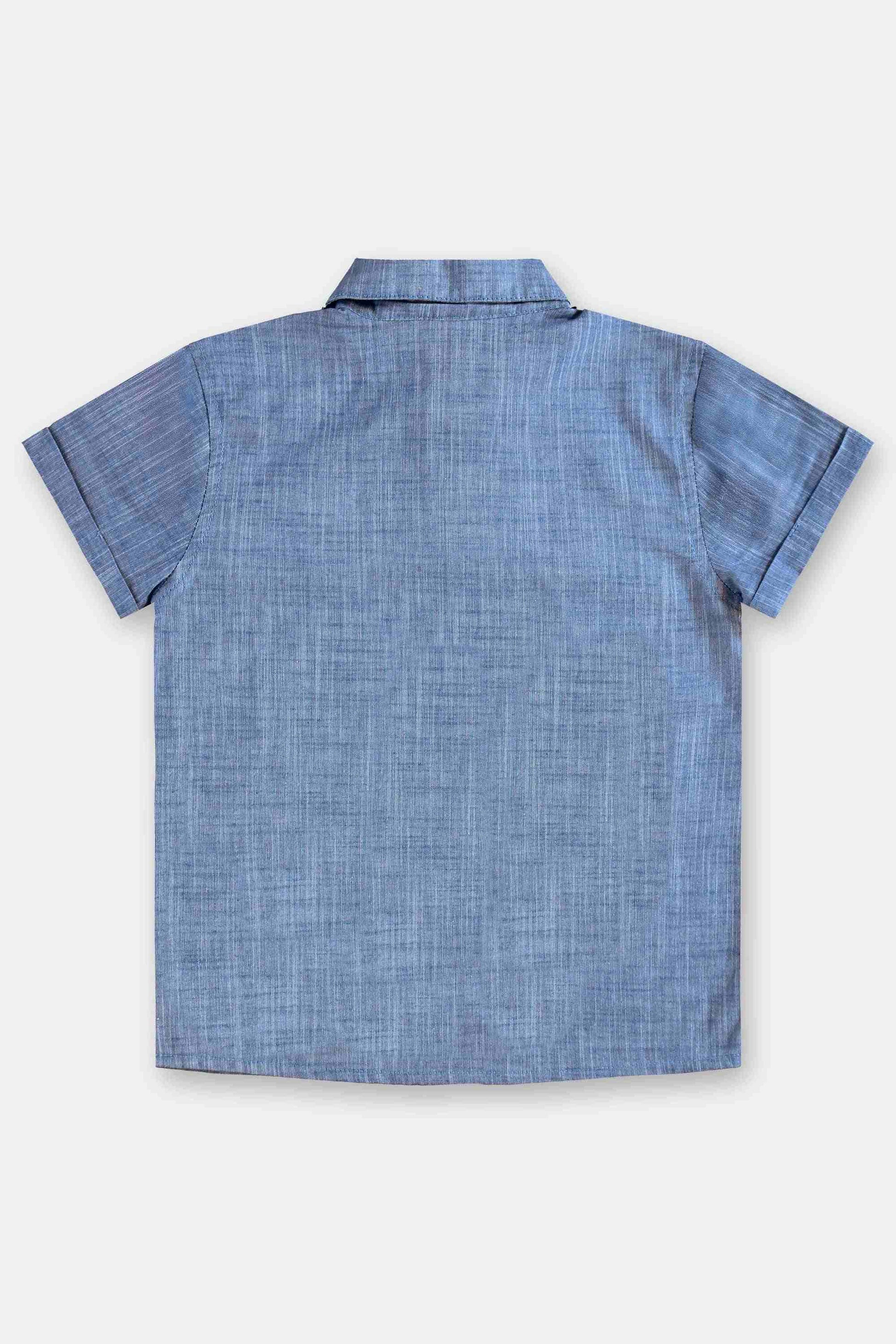 Conjunto Infantil Menino Alfaiataria Camisa e Bermuda Azul Marinho