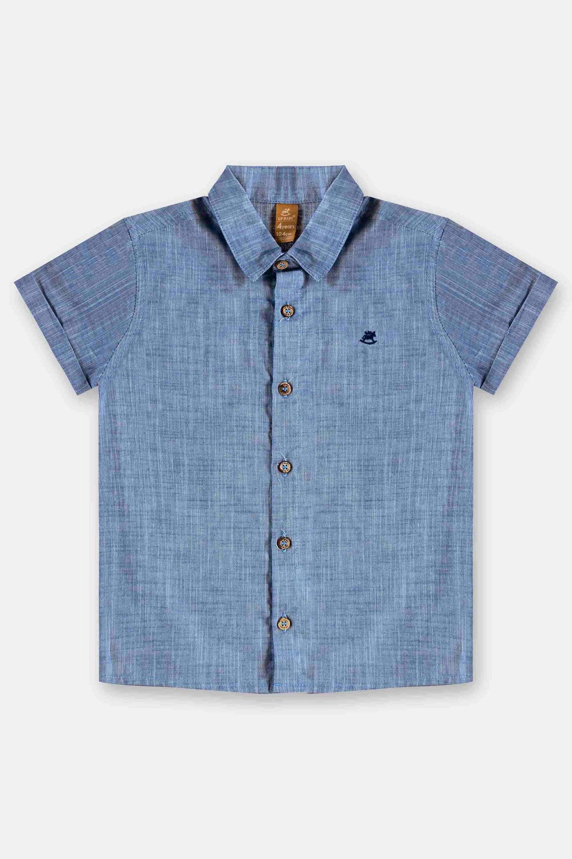 Conjunto Infantil Menino Alfaiataria Camisa e Bermuda Azul Marinho — foto 4