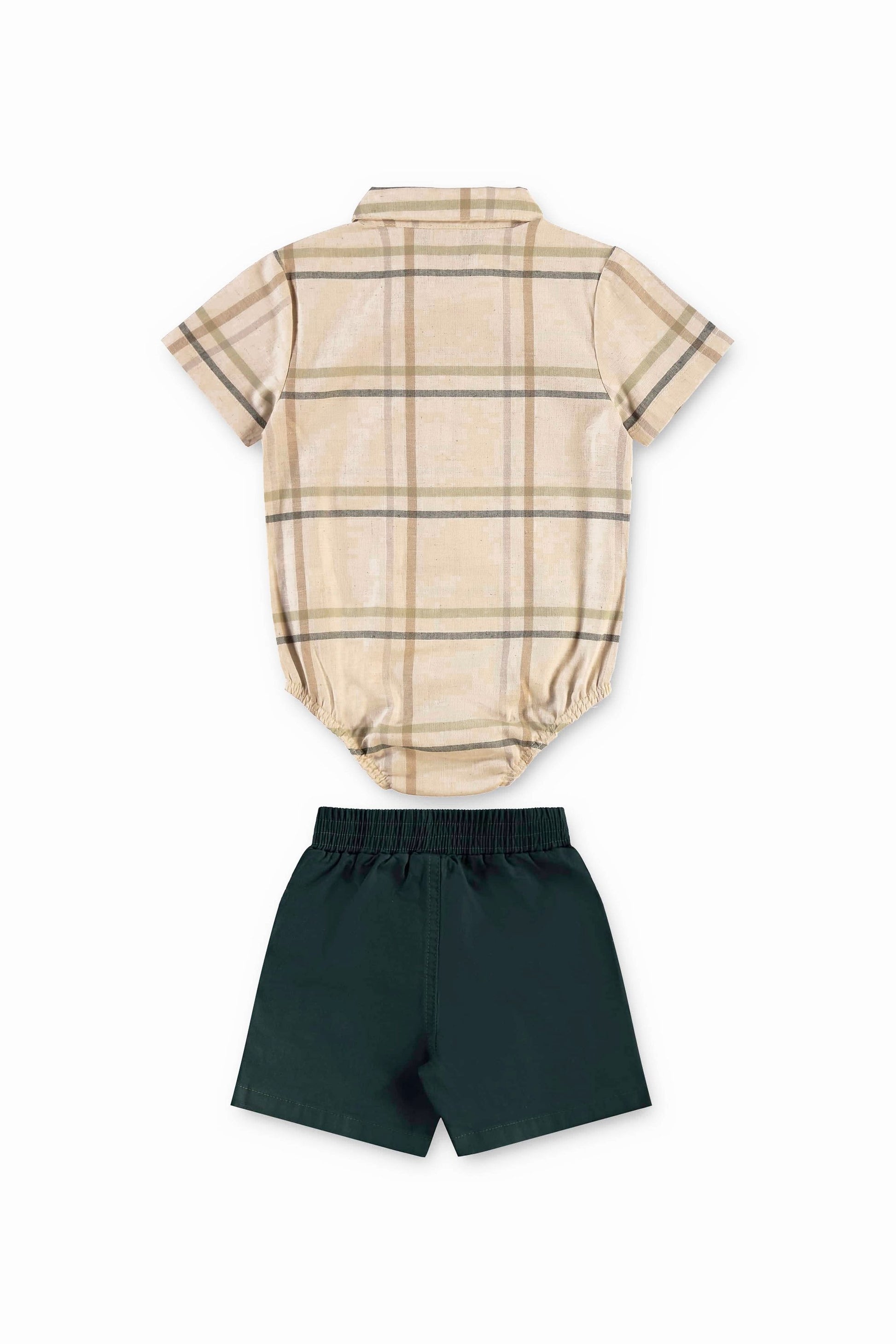 Conjunto Bebê Menino com Camisa Xadrez e Bermuda Sarja — foto 4