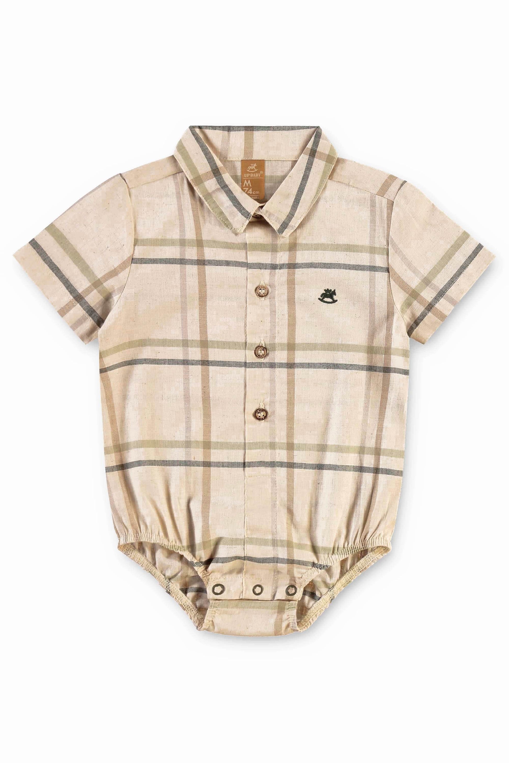 Conjunto Bebê Menino com Camisa Xadrez e Bermuda Sarja — foto 3