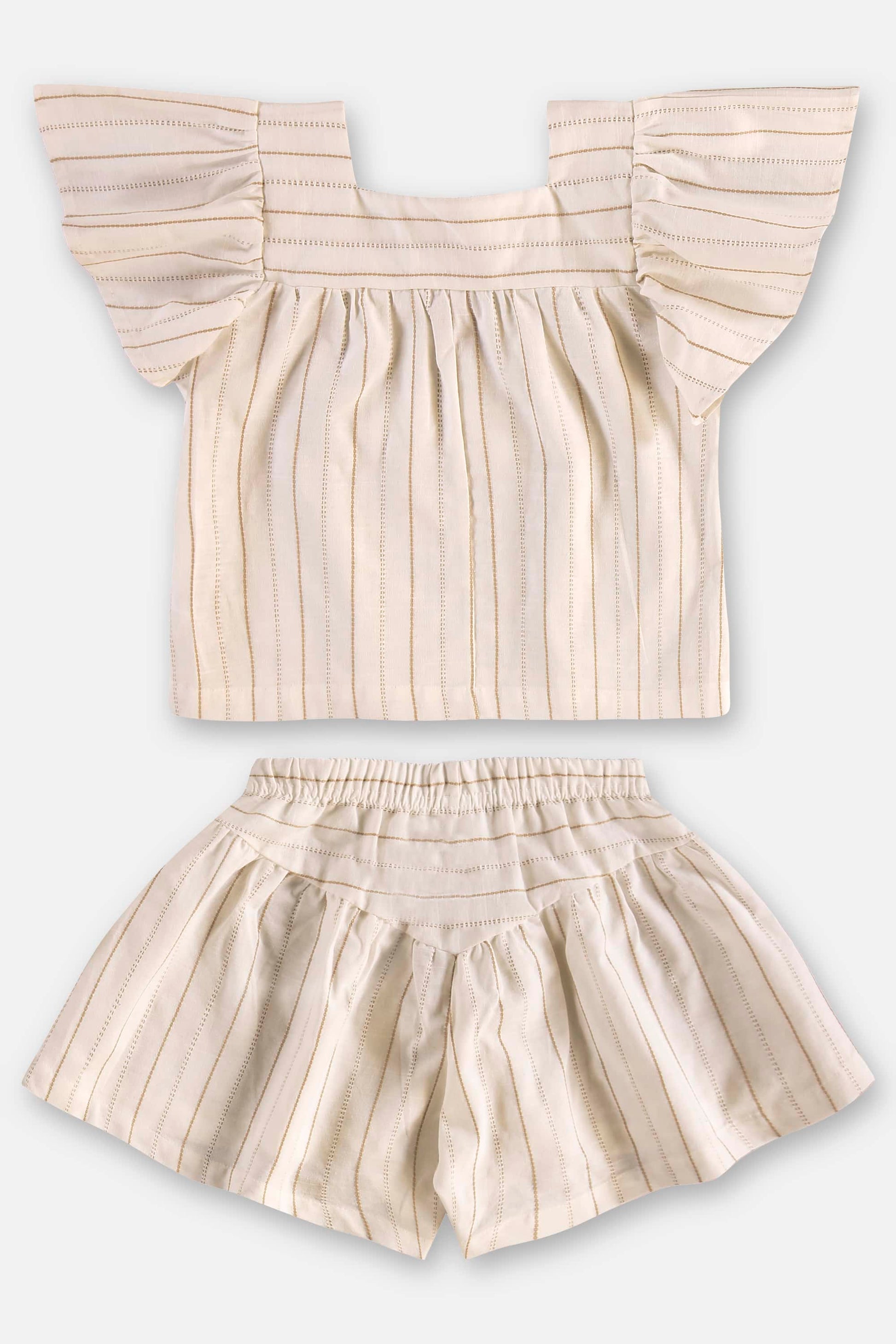 Conjunto Infantil Menina Blusa e Shorts Tecido Off White — foto 3
