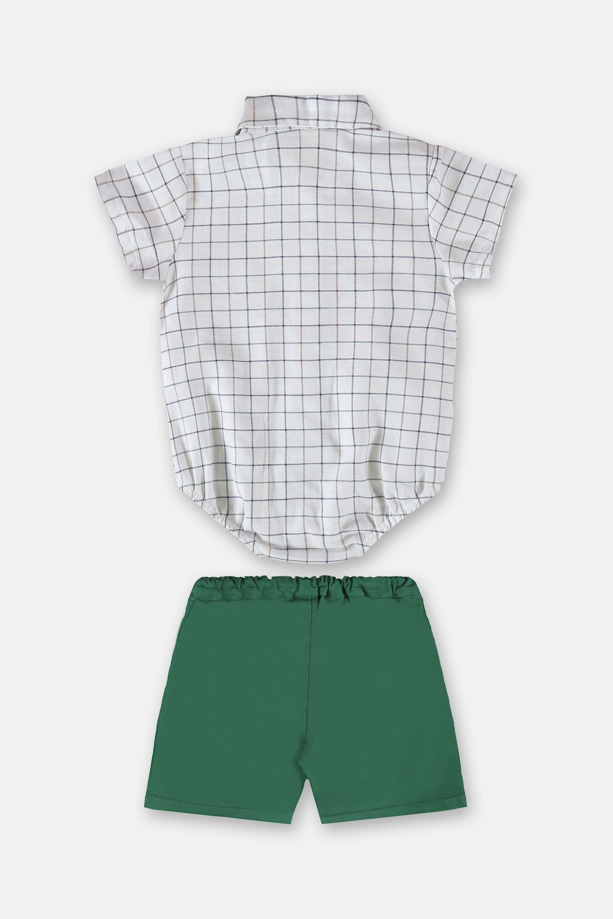 Conjunto Body Camisa Xadrez e Bermuda Elegância Verde — foto 2