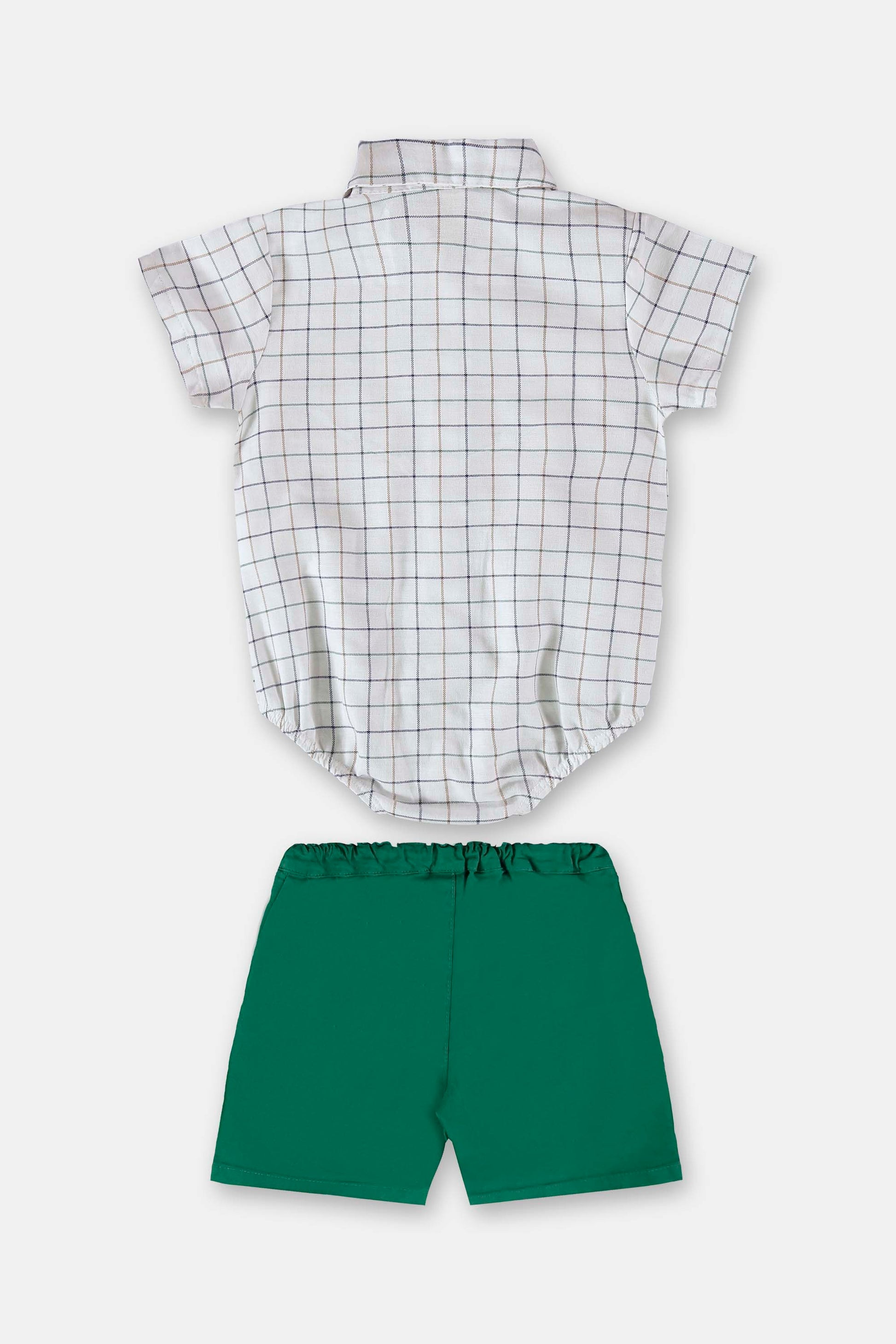 Conjunto Body Camisa Xadrez e Bermuda Elegância Verde — foto 2