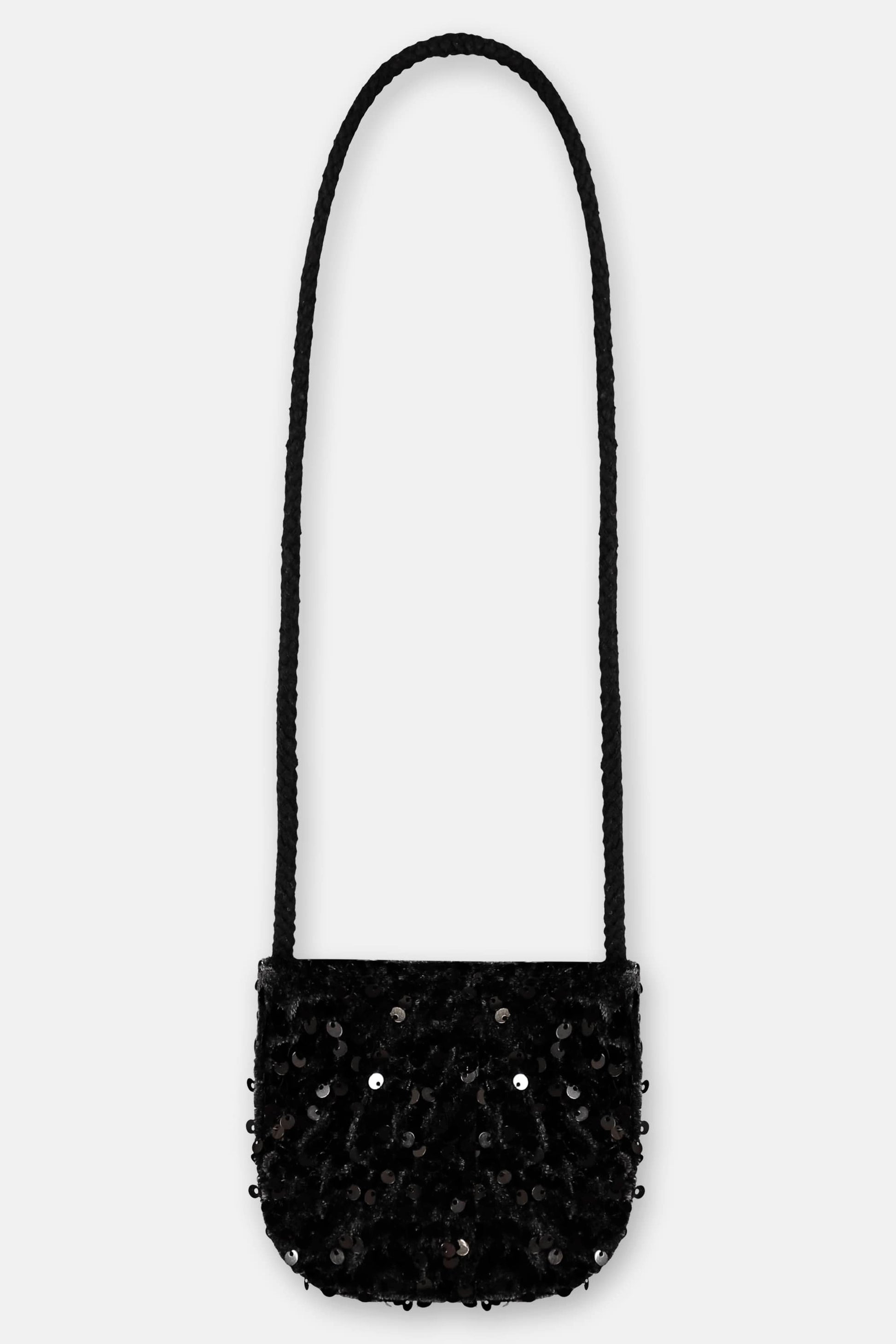 Conjunto Infantil em Veludo Paetê com Blusa Saia e Bolsa para Meninas — foto 5