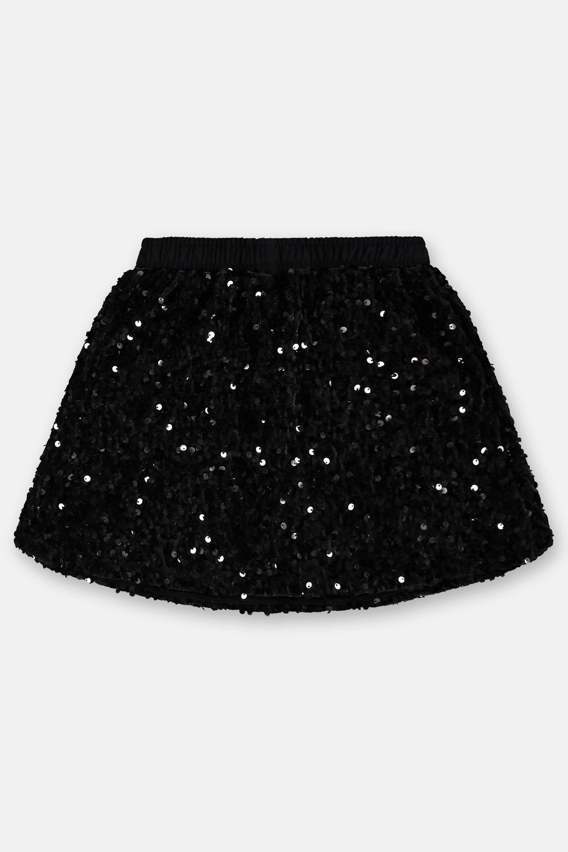 Conjunto Infantil em Veludo Paetê com Blusa Saia e Bolsa para Meninas — foto 4