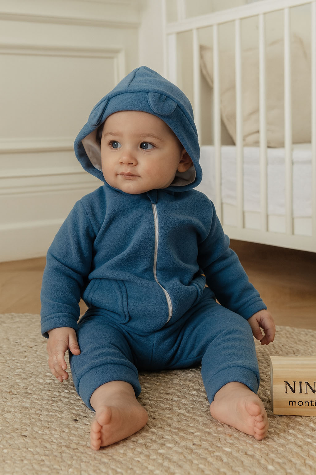 Conjunto Bebê Menino Soft Casaco e Calça Azul Médio — foto 3