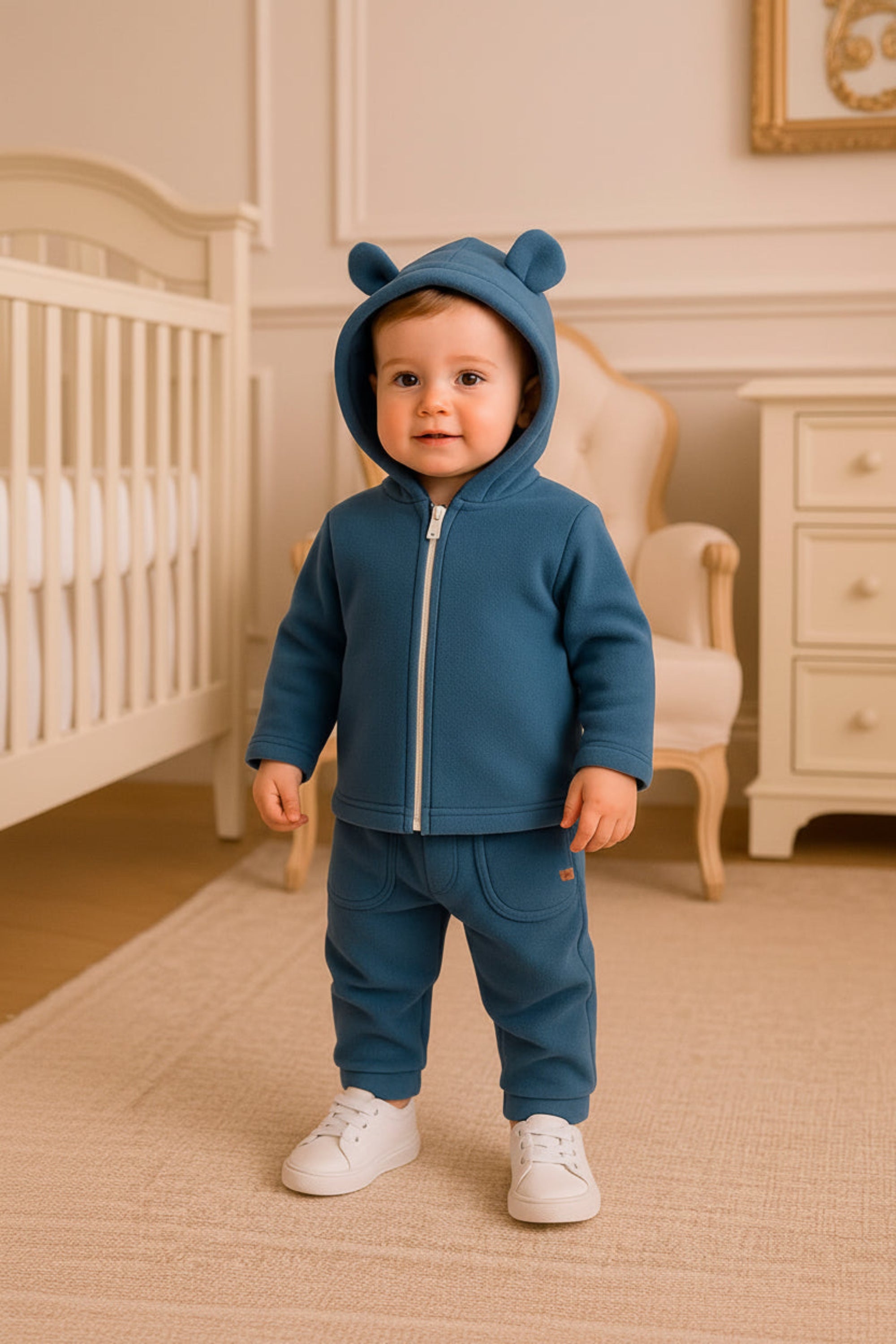 Conjunto Bebê Menino Soft Casaco e Calça Azul Médio — foto 1