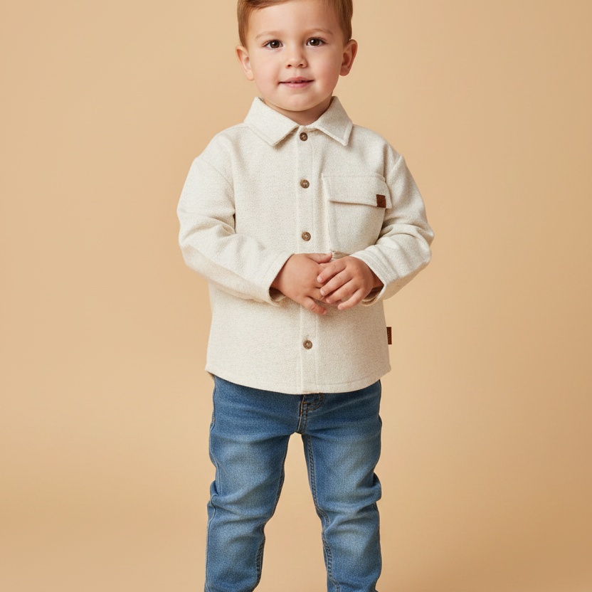 Camisa Infantil com Linho Off White