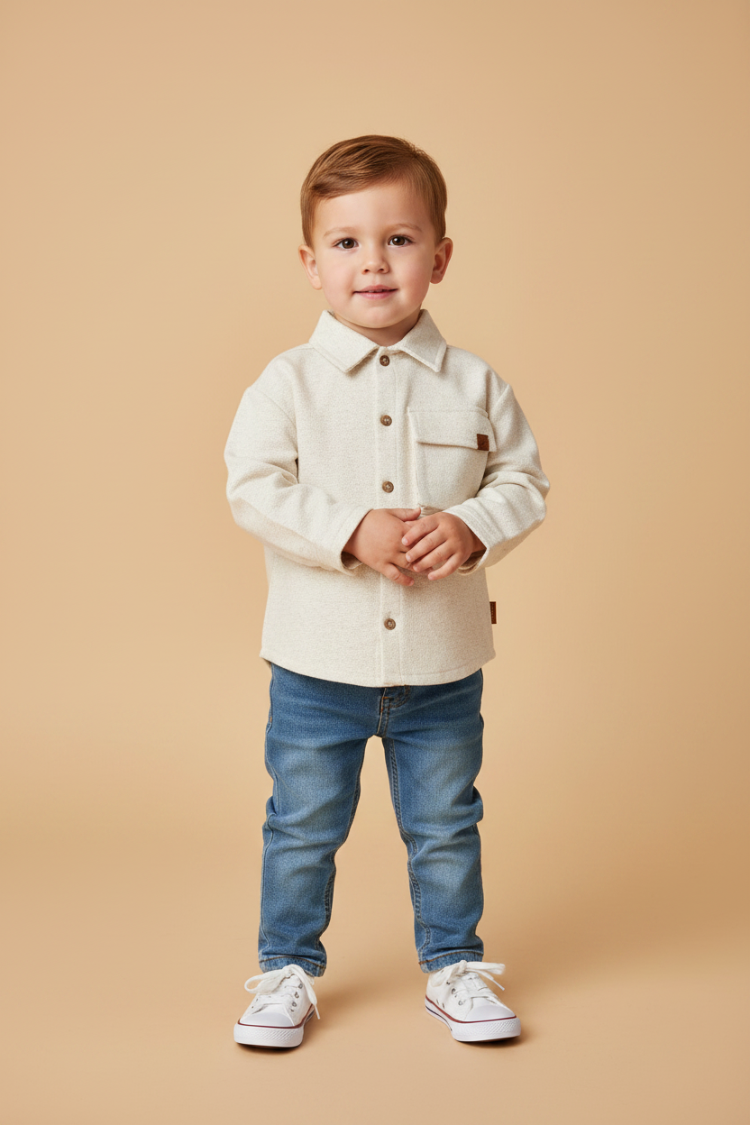 Camisa Infantil com Linho Off White