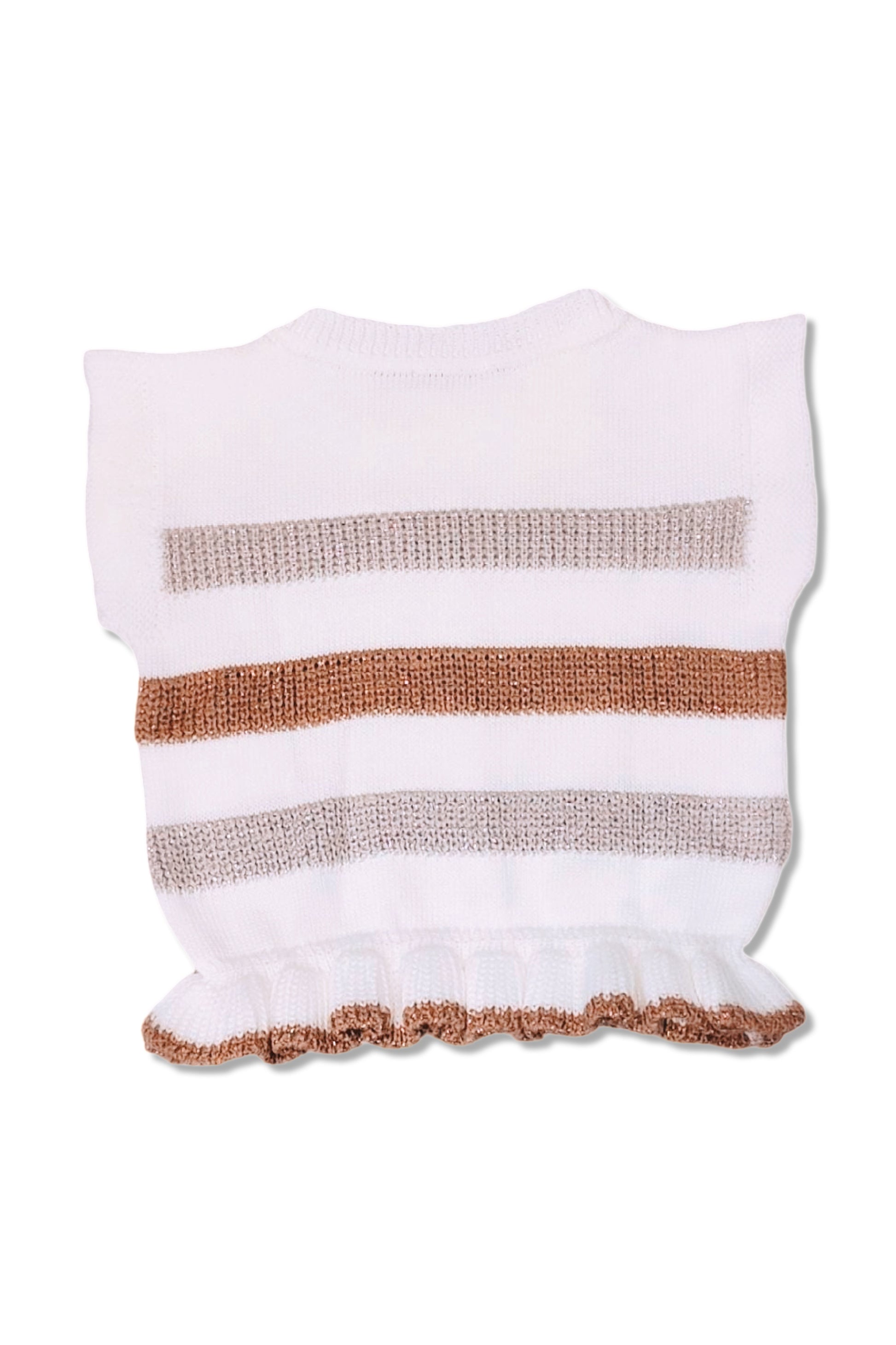 Colete em Tricot Infantil Listrado Lurex Branco para Meninas — foto 5