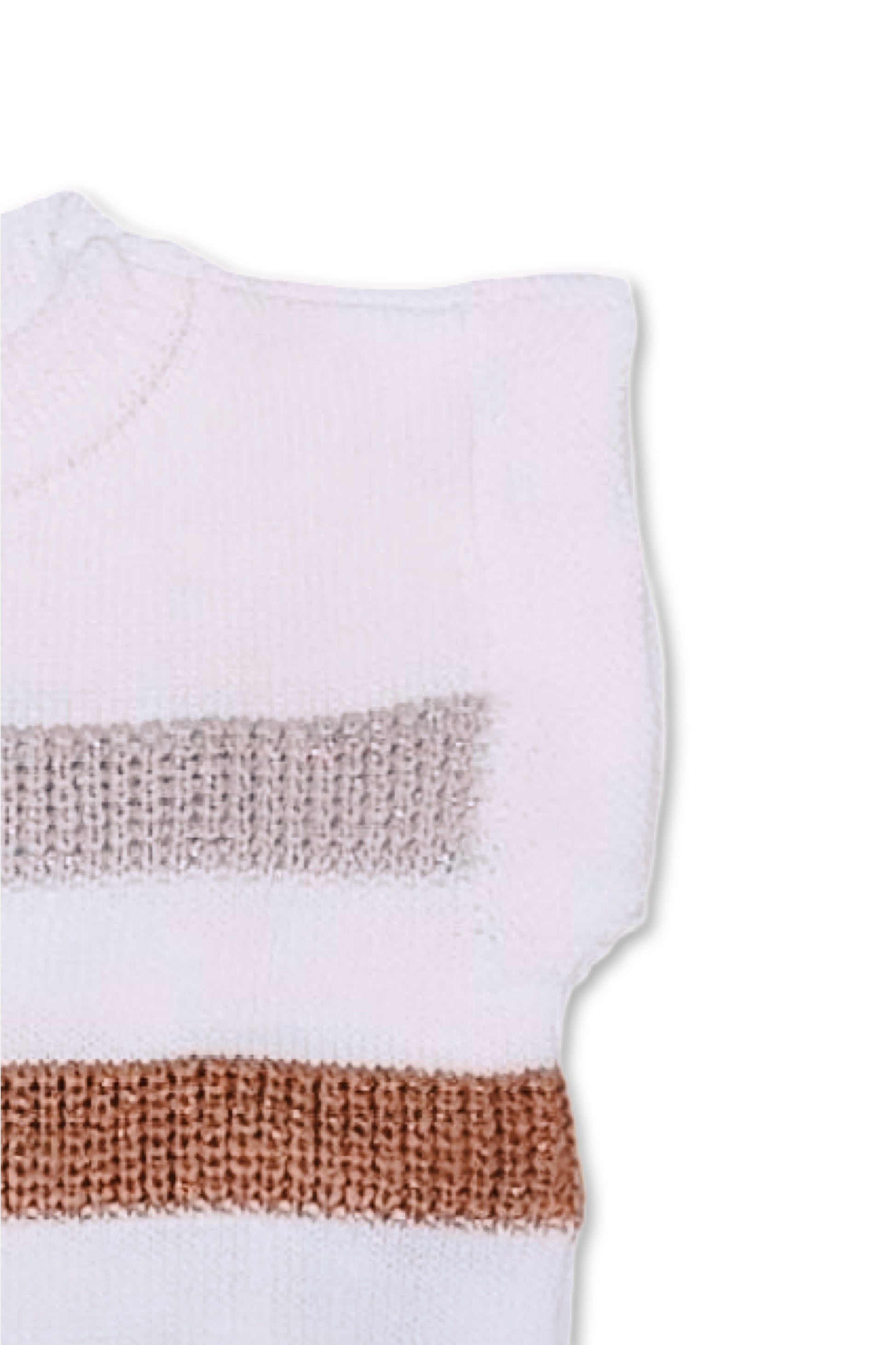 Colete em Tricot Infantil Listrado Lurex Branco para Meninas — foto 3