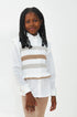 Colete em Tricot Infantil Listrado Lurex Branco para Meninas — foto 1
