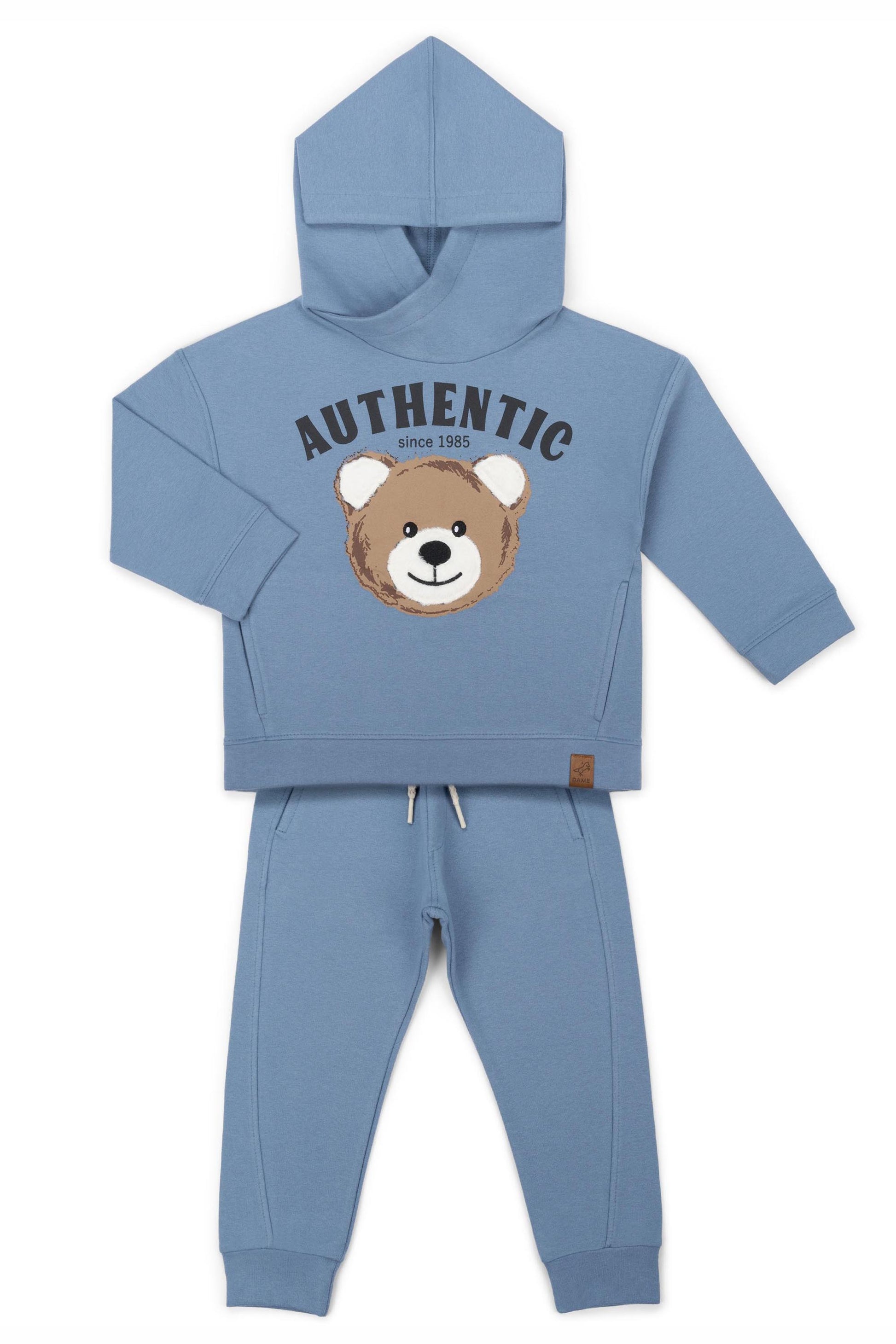 Conjunto Infantil em Moletom Ursinho Teddy Azul Denim — foto 2