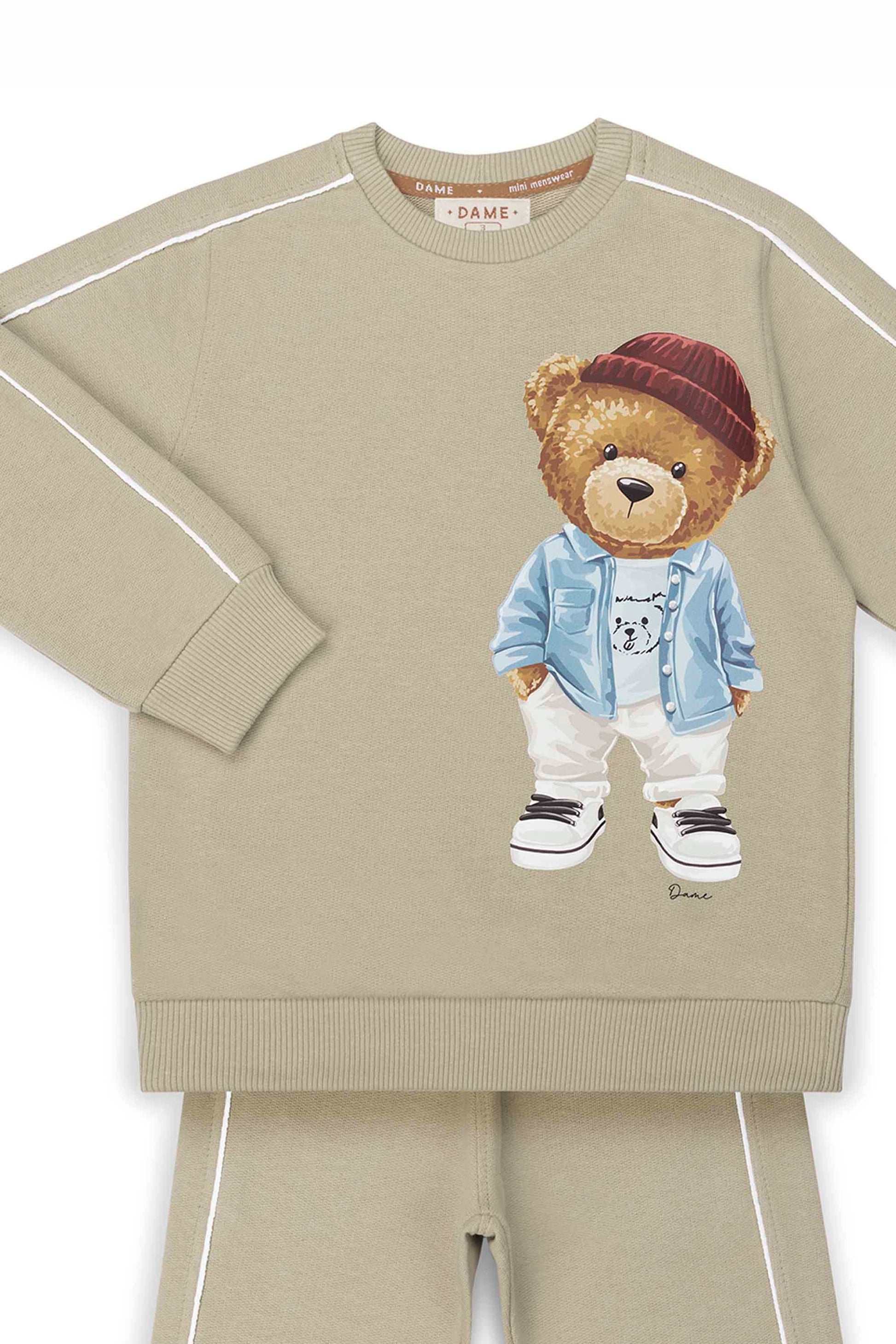 Conjunto Infantil Moletom Menino Urso Bege — foto 3