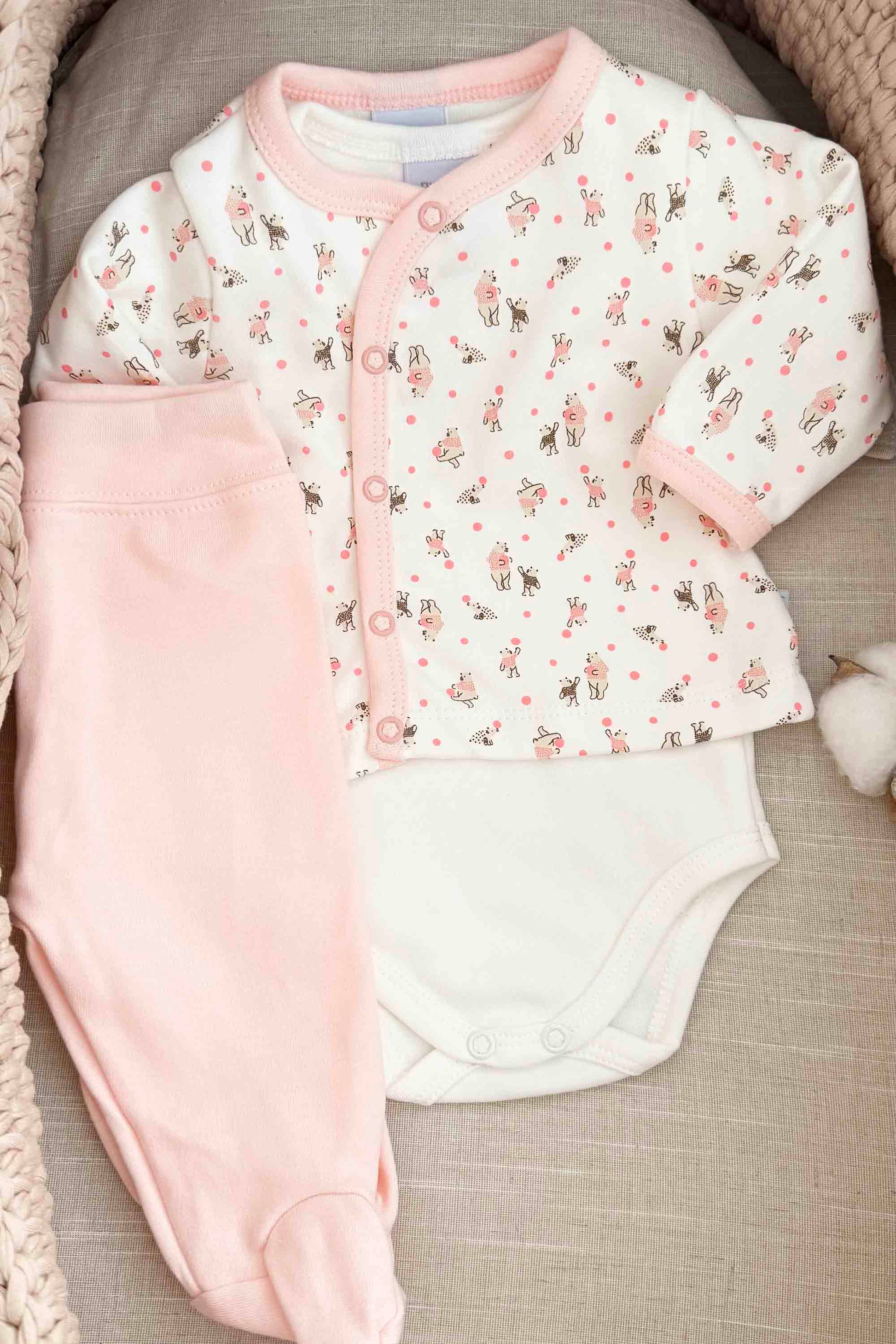 Conjunto para Bebê Algodão Egípcio Estampa Ursinhas Rosa — foto 4
