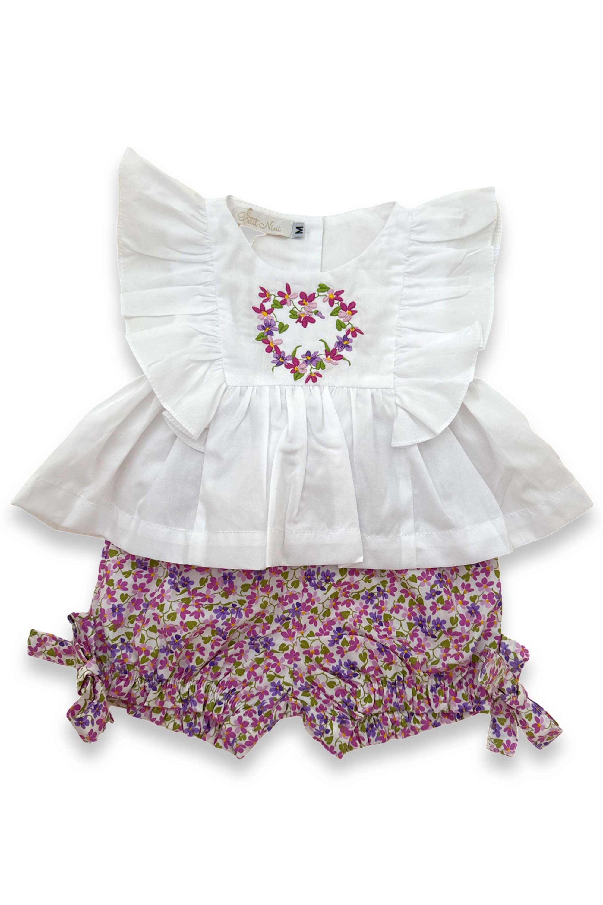 Conjunto Infantil Bata e Shorts Estampa Floral Liberty Exclusivo Petit Nini — foto 2