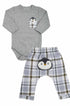 Conjunto Infantil Pinguim Cinza e Calça Xadrez — foto 3