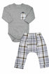 Conjunto Infantil Pinguim Cinza e Calça Xadrez — foto 2