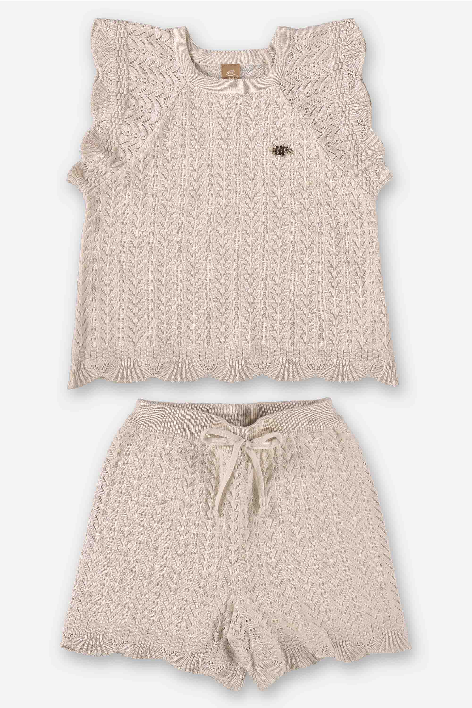 Conjunto Blusa e Shorts em Tricô Cor Baunilha — foto 2