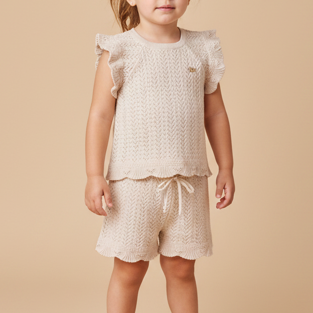 Conjunto Blusa e Shorts em Tricô Cor Baunilha