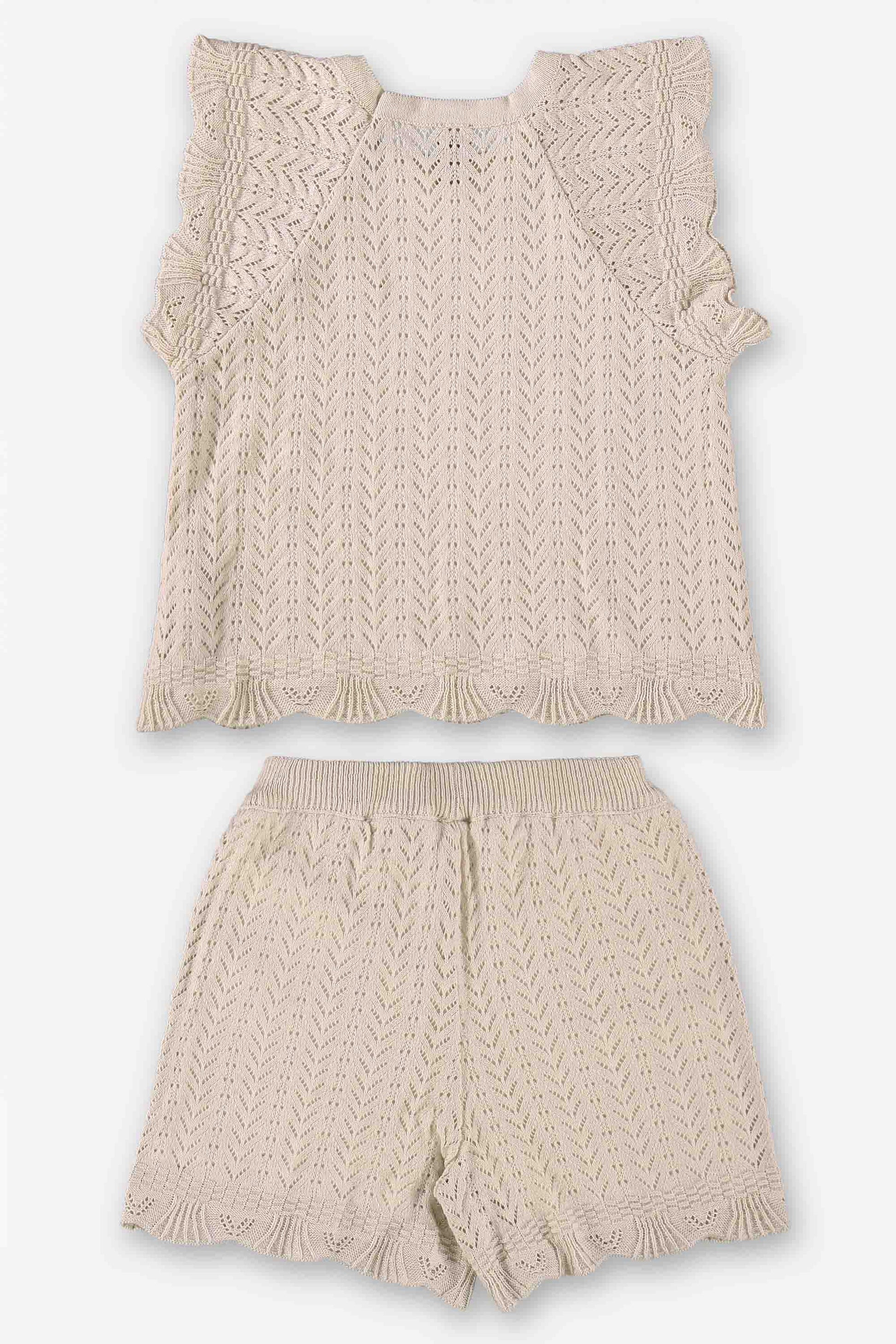 Conjunto Blusa e Shorts em Tricô Cor Baunilha — foto 3