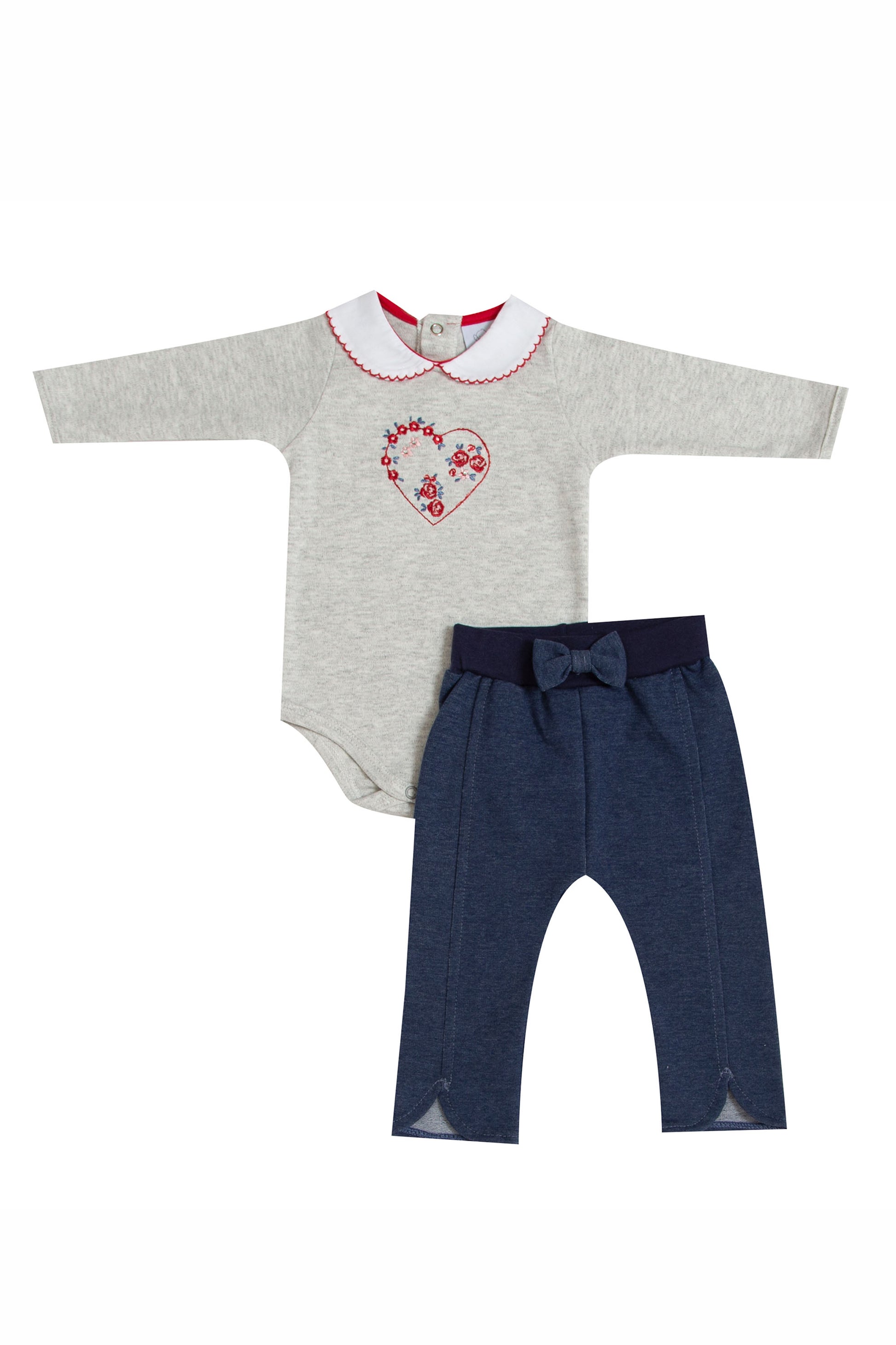 Conjunto Bebê Jeans com Bordado de Coração — foto 3