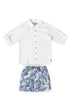 Conjunto Camisa Branca e Shorts com Estampa Tropical para Meninos — foto 1