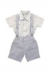 Conjunto Infantil Bermuda Camisa Branca e Suspensórios Azul Claro — foto 1