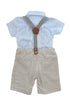 Conjunto Curto Bebê Suspensório Bege — foto 3